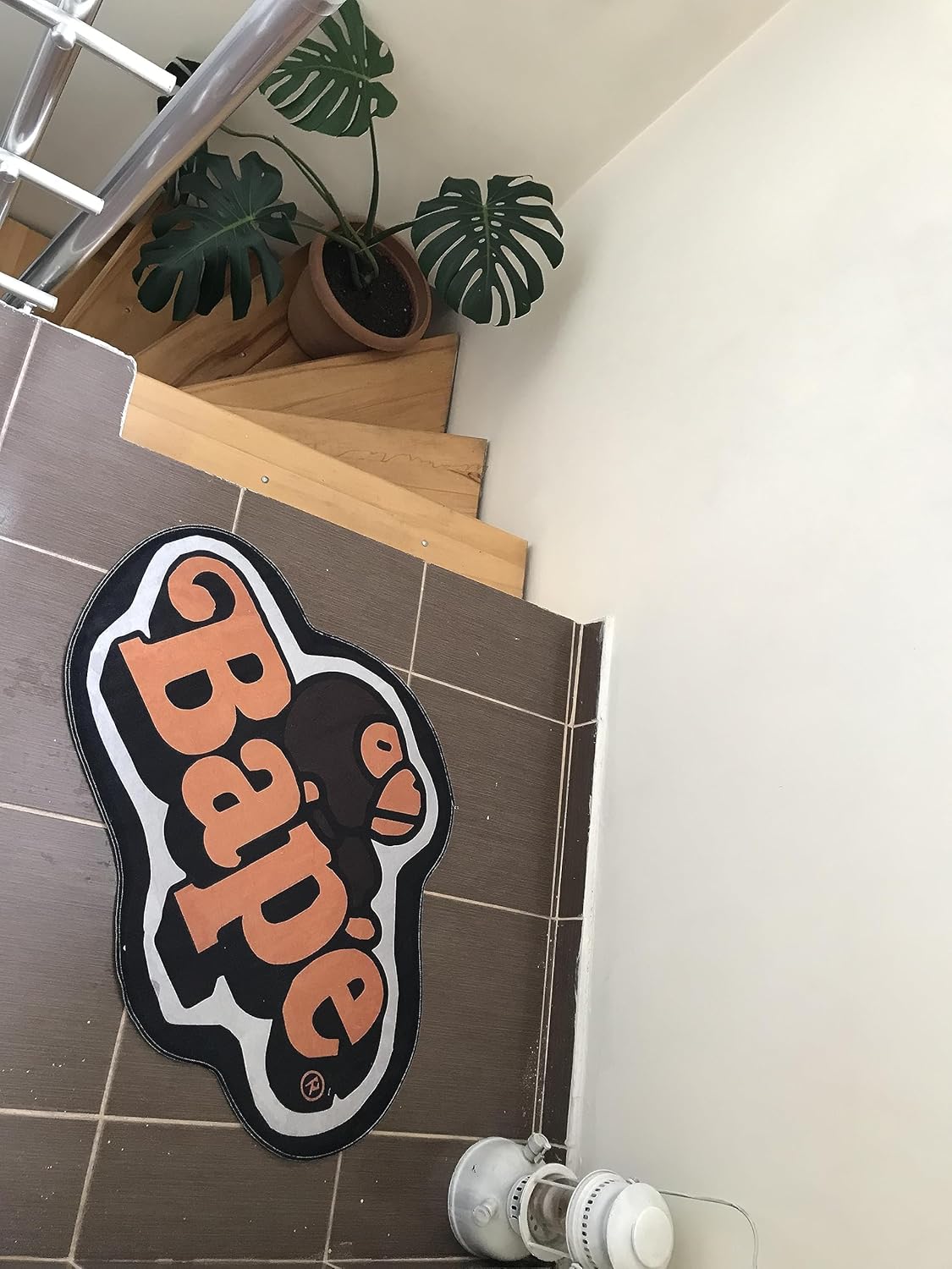 Alfombra de decoración naranja, Escritura BAPE, 35 pulgadas de ancho x 23 pulgadas de largo (23.6 x 35.4 in) 2 x 3 pies, alfombra moderna de