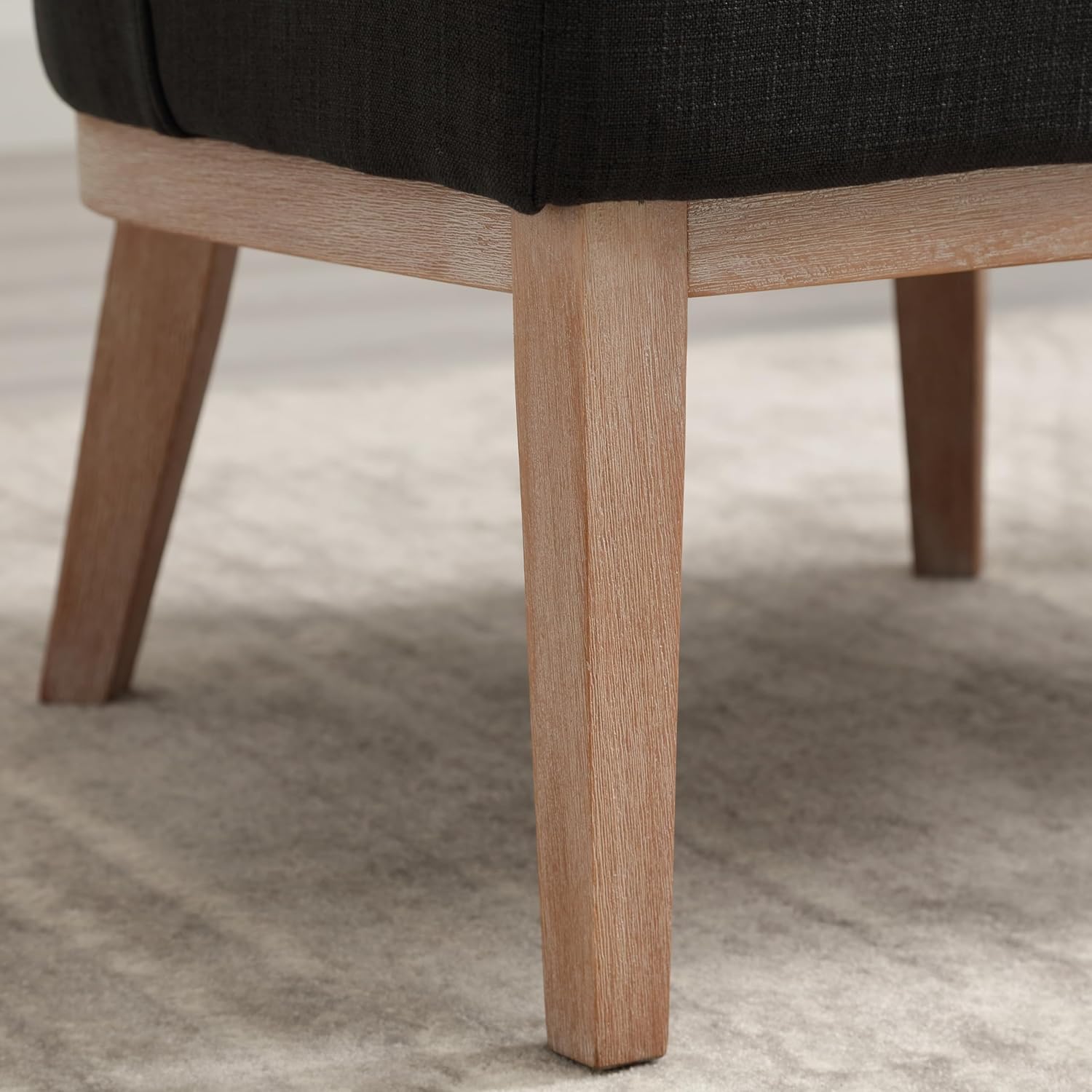 Silla Accent Barrel, silla decorativa de lino, tapizada, moderna, individual, para sofá, con patas de madera, cómoda silla de club para dormitorio,