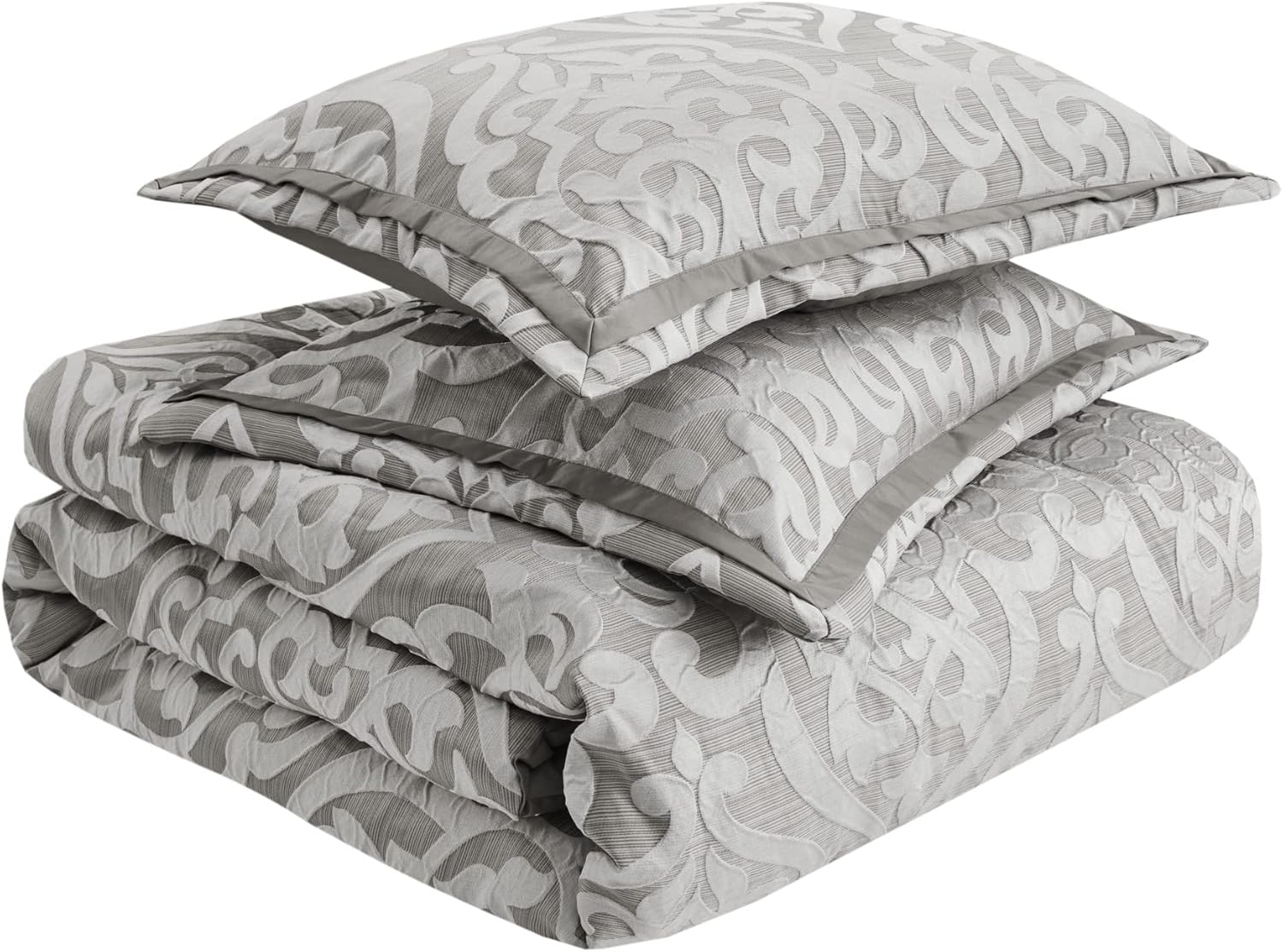 Madison Park Tesla – Juego de edredón acogedor jacquard con diseño de medallón de damasco, ropa de cama alternativa para todas las estaciones,