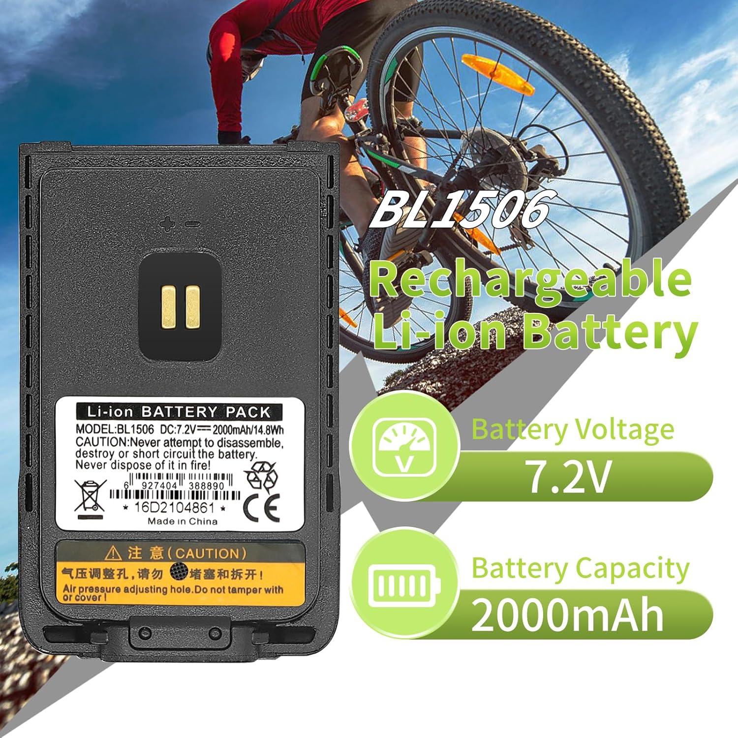 LIENIAO Batería BL1506 BL2018 de 2000 mAh 2023 nueva versión para Hytera BD502i Batería BD500 BD505 BD506 BD50X PH-608 BD555 BD552i BD612i BD500 2