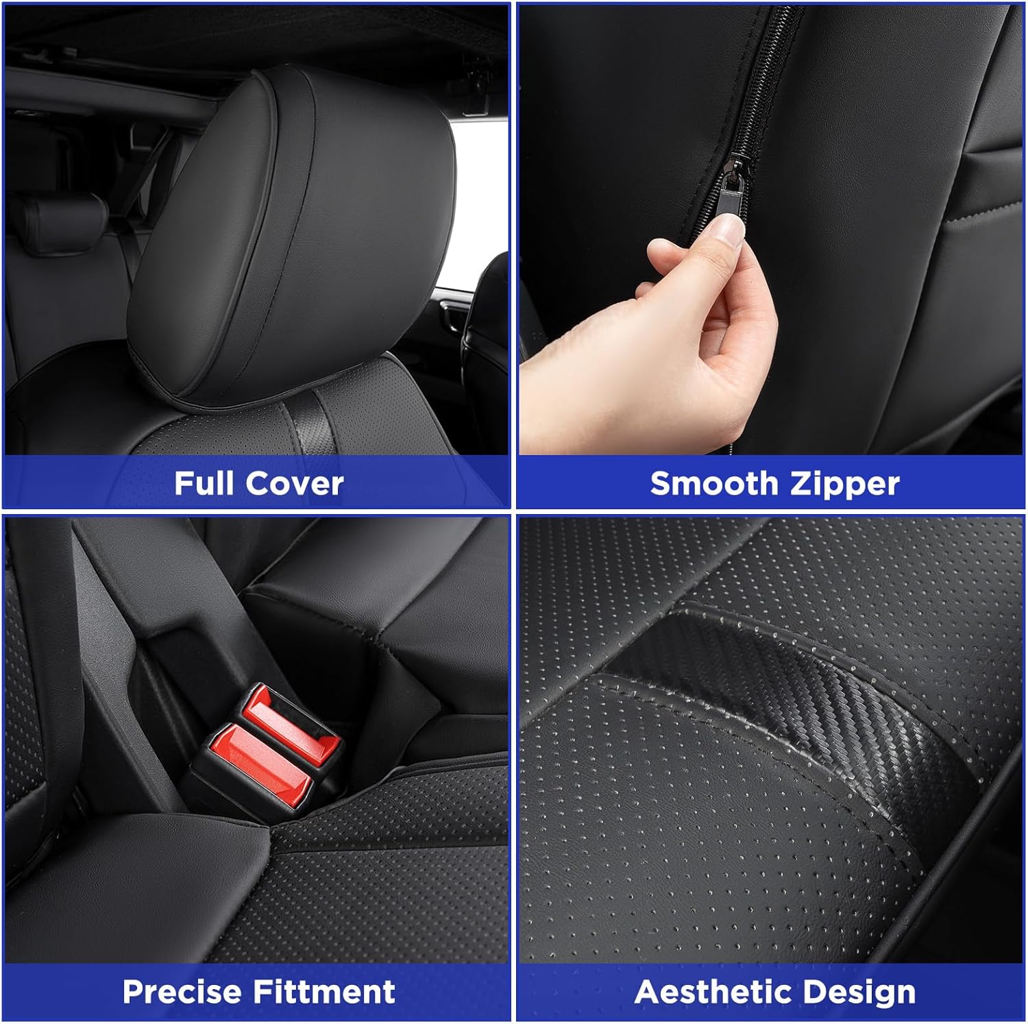 BAMACAR Fundas de asiento para Ford Bronco 2023 2022 2021 (solo 4 puertas) de cuero impermeable negro de fibra para fundas de asiento Bronco 2023