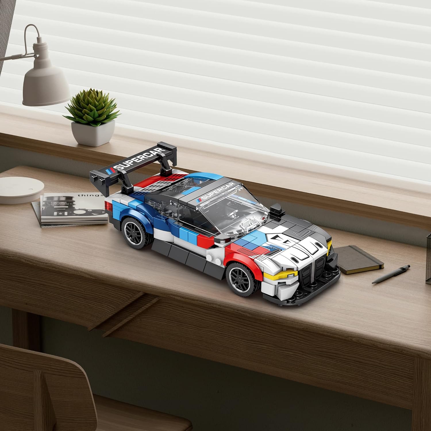 ZYLEGEN Juguetes de autos de carreras M4 GT3, kit de construcción de modelos de hiperauto, modelo de exhibición de vehículos de carreras