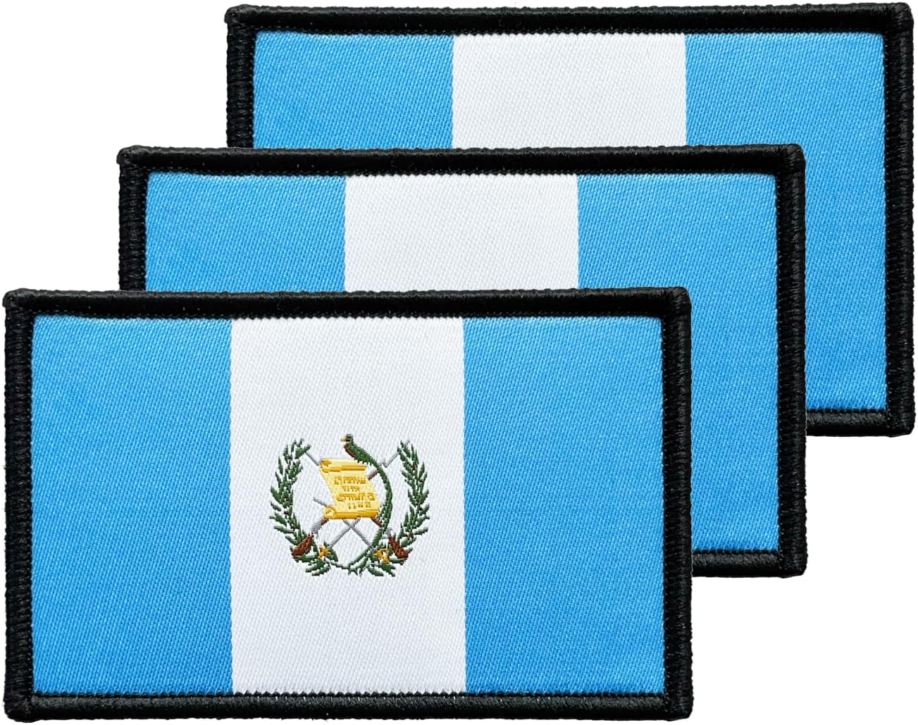 3 parches de bandera guatemalteca de 2 x 3 pulgadas, con lazo de gancho bordado táctico para brazaletes de bandera de país para mochila, sombrero,