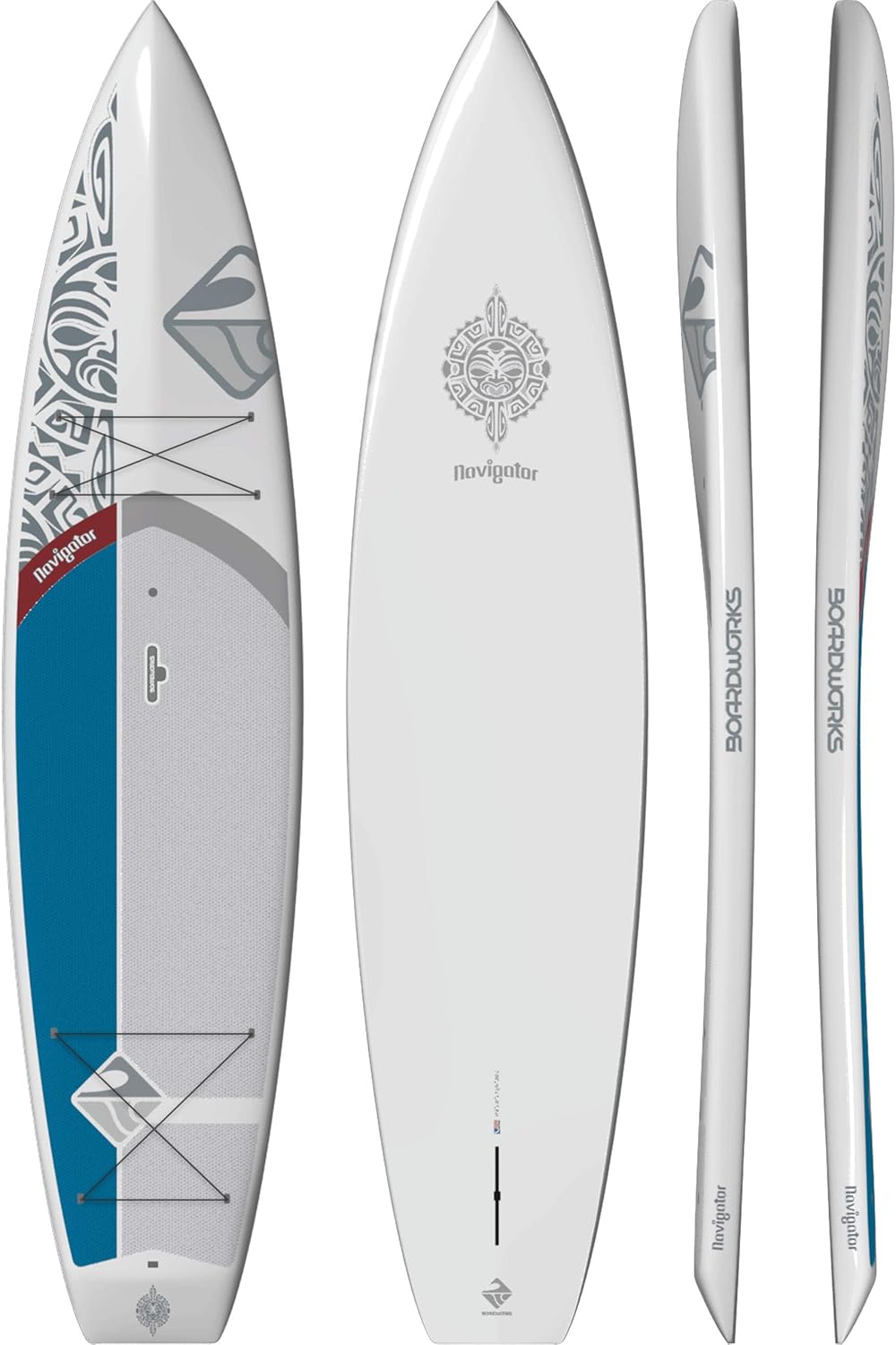 Boardworks Navigator  Touring All Water Stand Up Paddleboard  Tablero duro epoxi Bombshell  11 pies 6 pulgadas, blancogrisazul