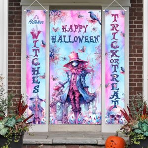 Decoraciones de Halloween al aire libre Trick or Treat & It’s October Witches Front Porch Banners para decoración de puerta de Halloween decoración Decoraciones de Halloween al aire libre Trick or Treat & It’s October Witches Front Porch Banners para decoración de puerta de Halloween decoración