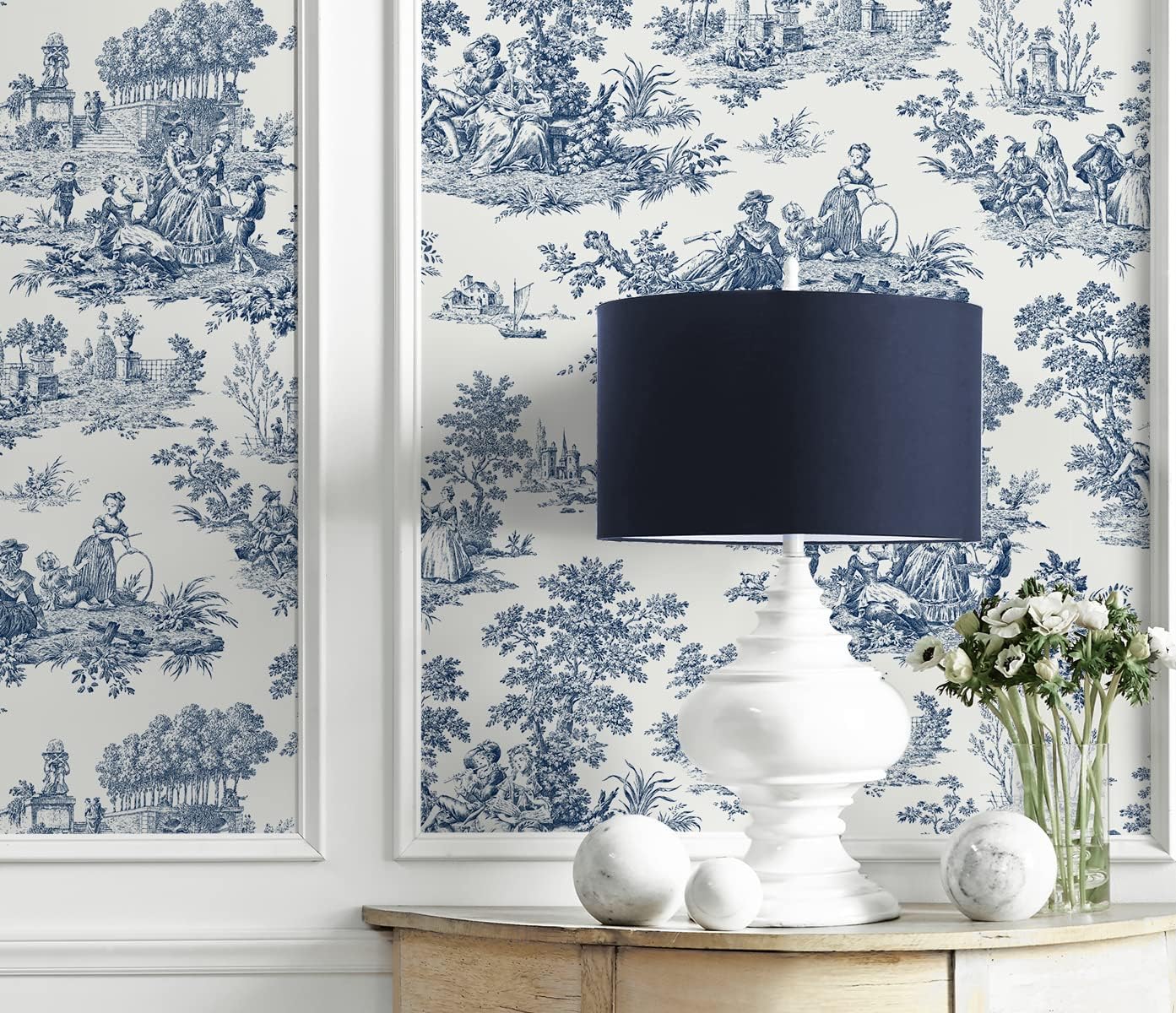 NextWall Chateau Toile – Papel tapiz autoadhesivo (azul marino)