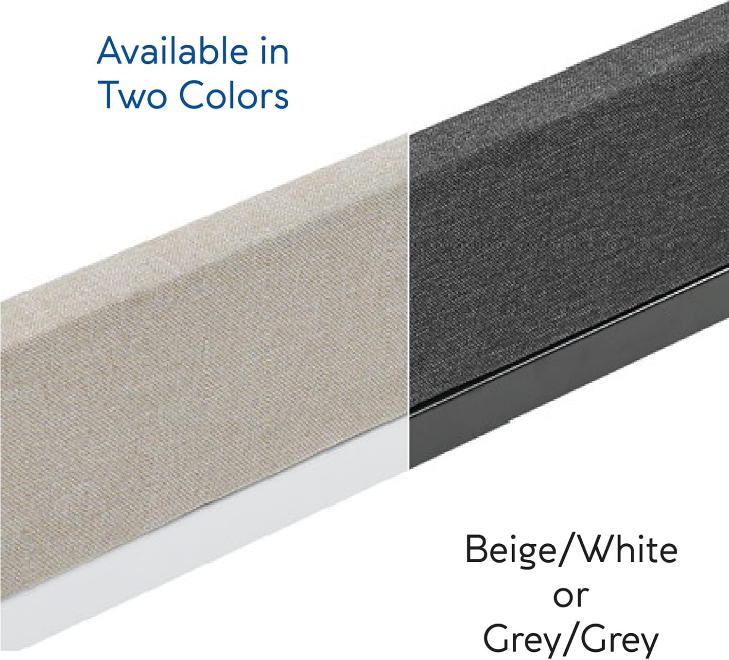 Classic Brands Capri – Base de cama con plataforma de metal blanco con base de colchón tapizada beige integrada, tamaño Queen