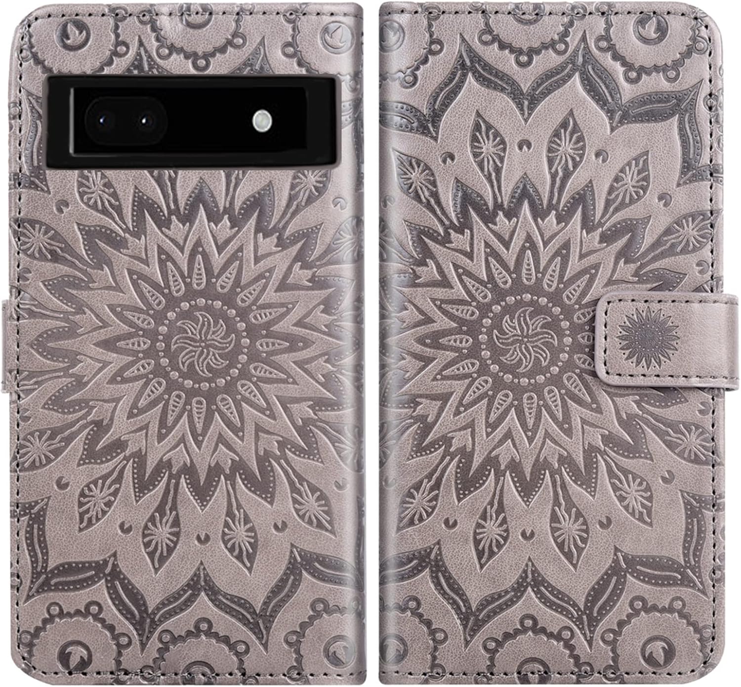 Asuwish Funda de teléfono para Google Pixel 6A 5G 2022 con protector de pantalla de vidrio templado y piel de girasol, funda delgada con tapa