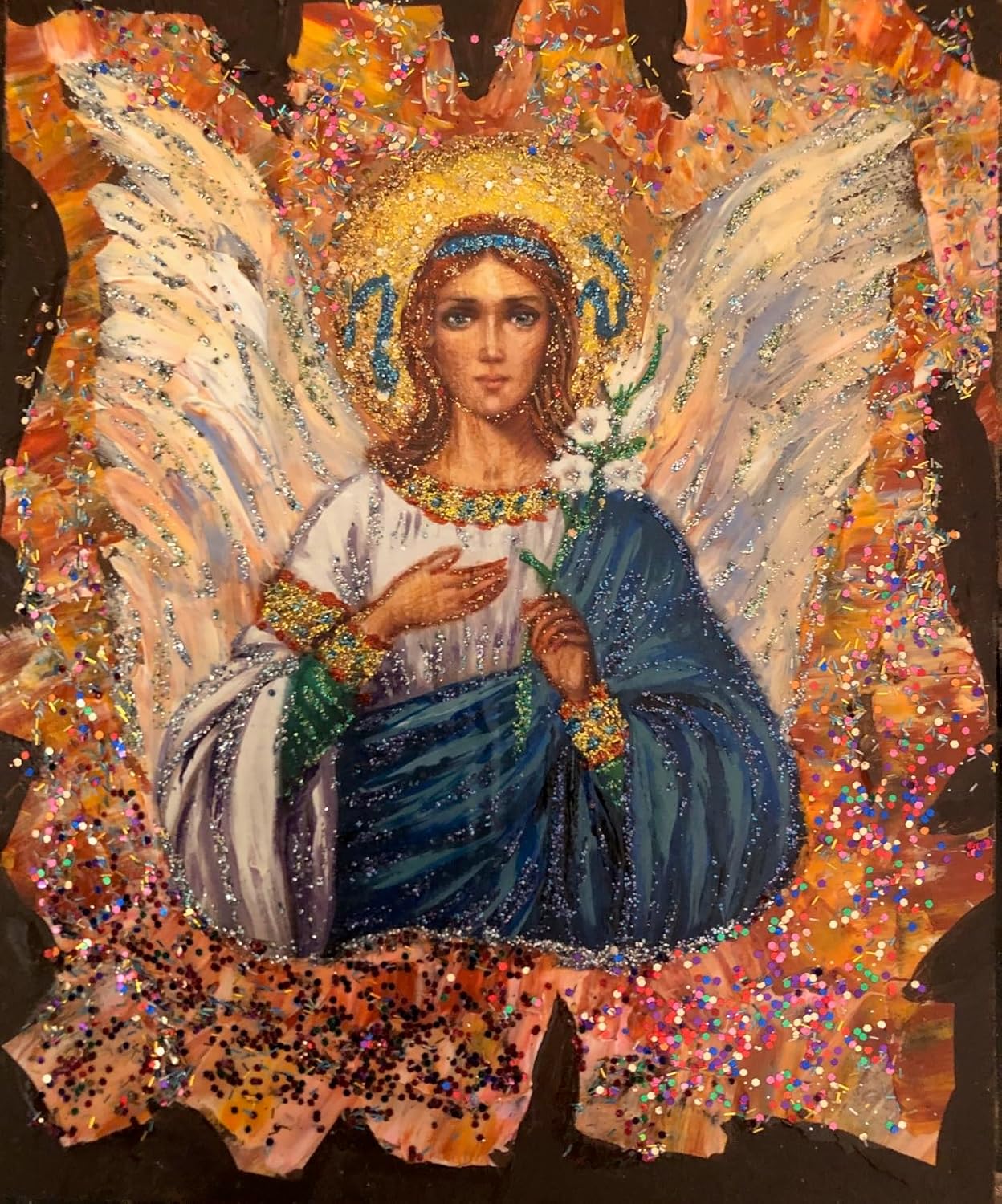 “Archangel Gabriel” 7x 5,5 Collectible, Hand-Painted Icon On Wood Panel – Alexander and Vera Antanenka, with Certificate Of Authenticity