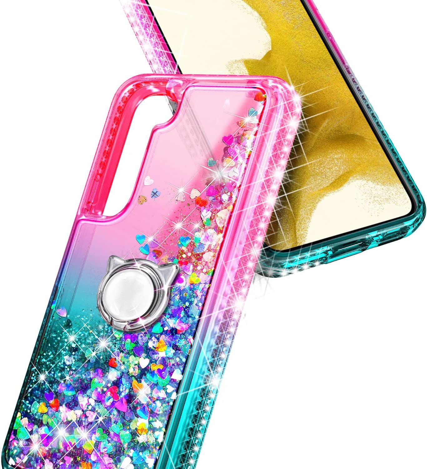 NGB Supremacy Funda compatible con Samsung Galaxy S23 Plus (6.6 pulgadas) con protector de pantalla de vidrio templado, soporte de anillocorrea de