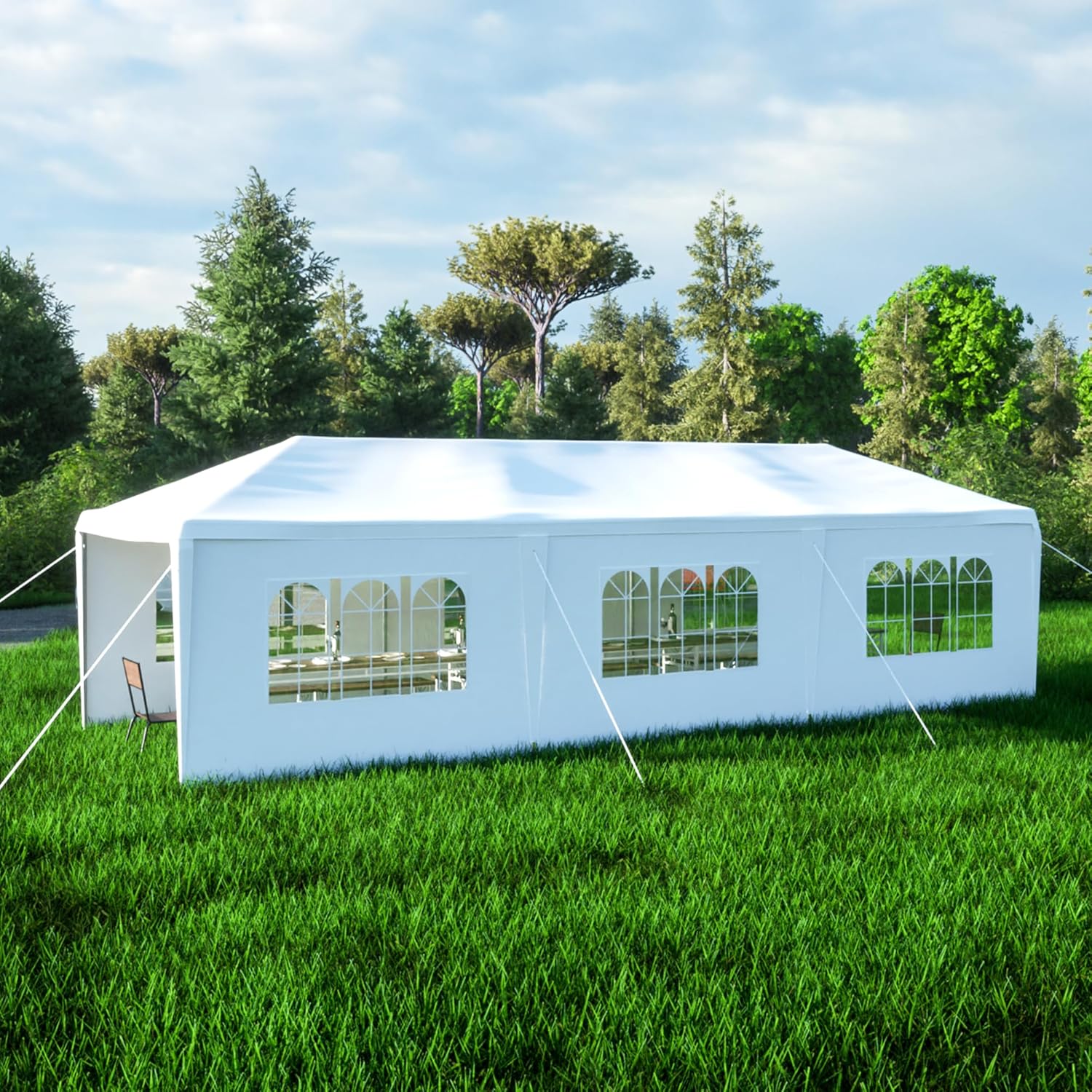 Tienda de campaña con toldo para fiesta de boda de 10 x 30 pies con 8 paredes laterales extraíbles