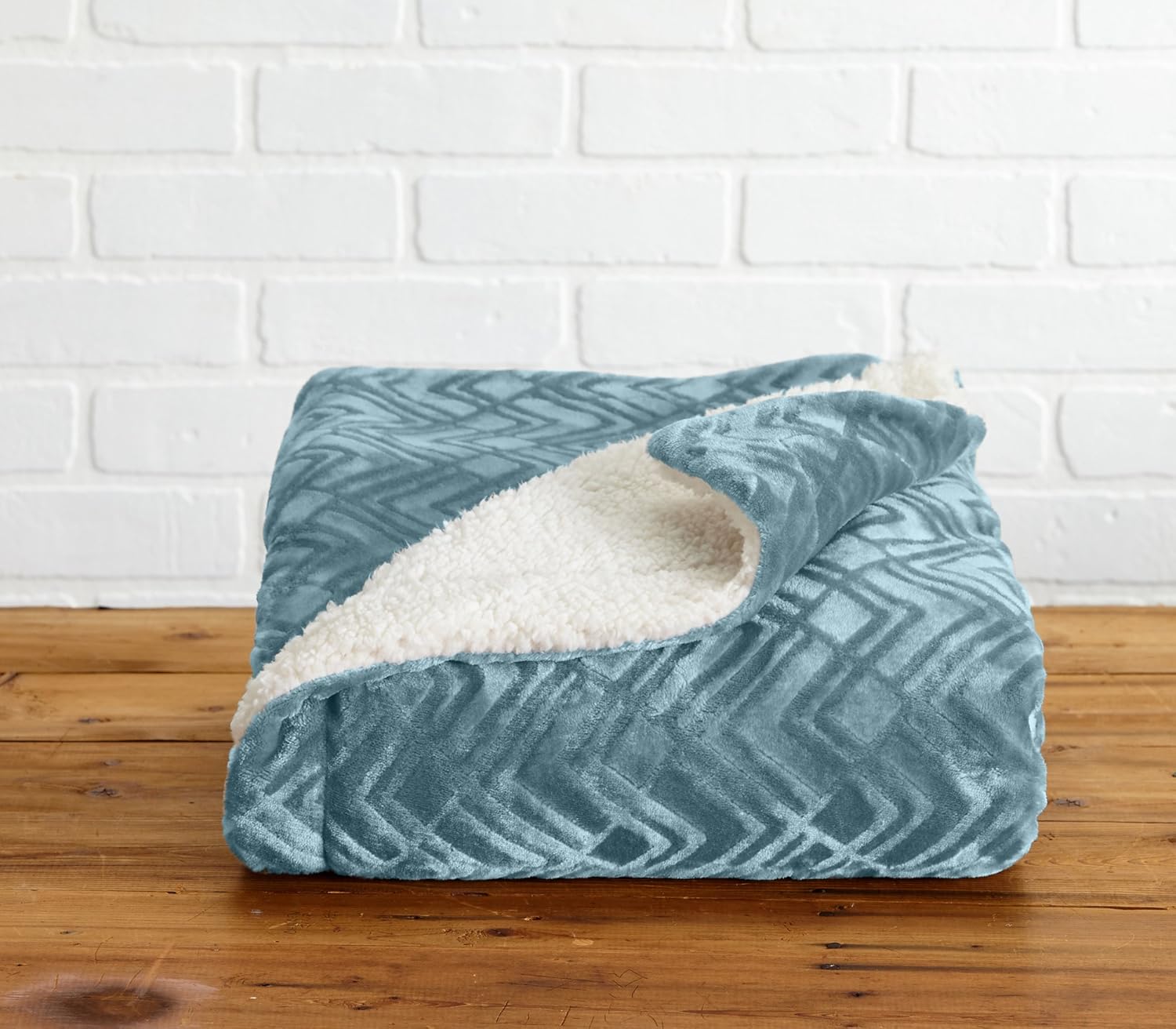 Manta reversible de Sherpa y vellón aterciopelado. Manta para la cama de vellón suave, cálida y acogedora. Colección Cielo. (Full  Queen, azul Surf)