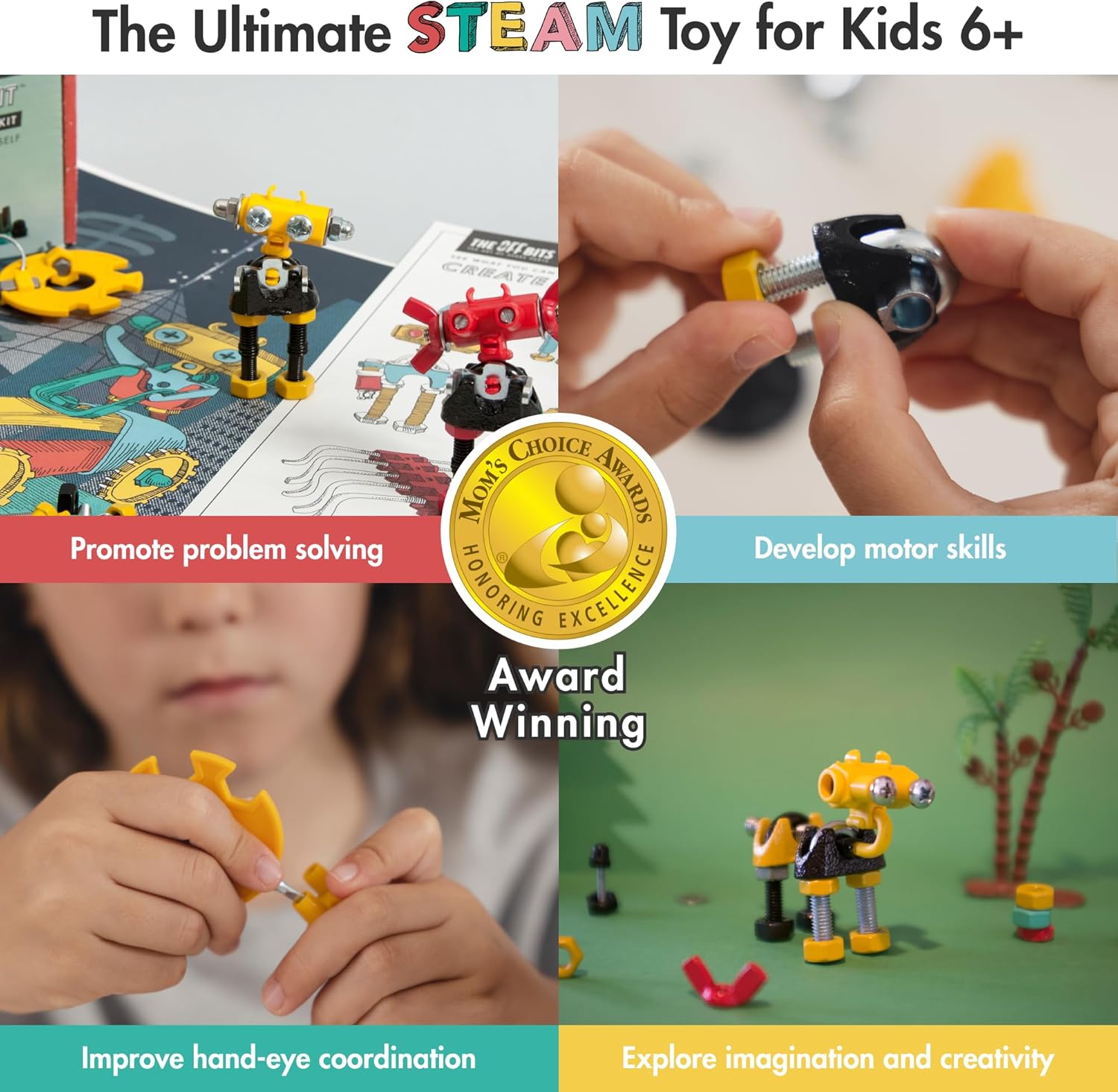 The Off Bits Juegos de construcción de juguetes kit de modelo de robot InfoBit para niños a partir de 6 años, mini juguetes STEM con tuercas y