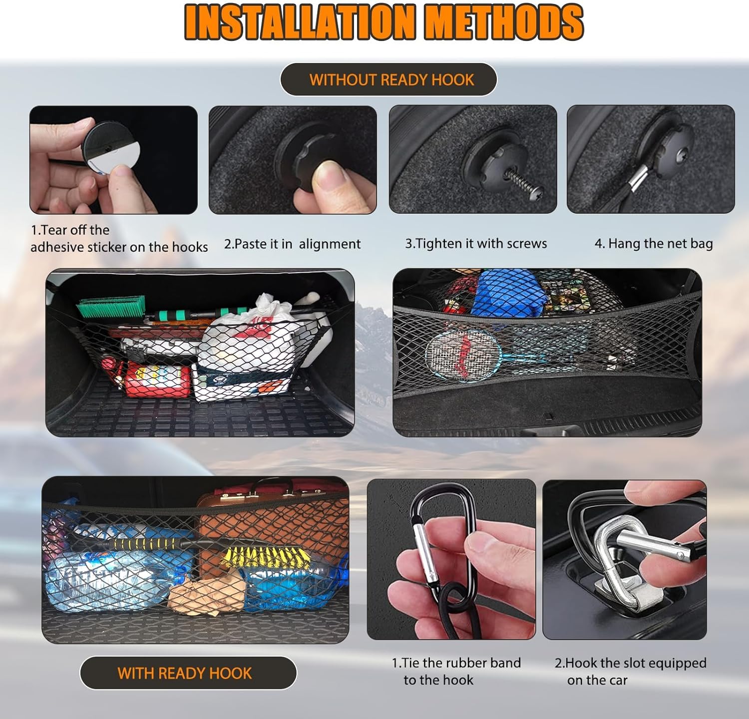 Extensor de red de carga de 35.4 x 15.7 pulgadas, organizador de cama de camión de malla tipo sobre, accesorios exteriores para automóvil, red de