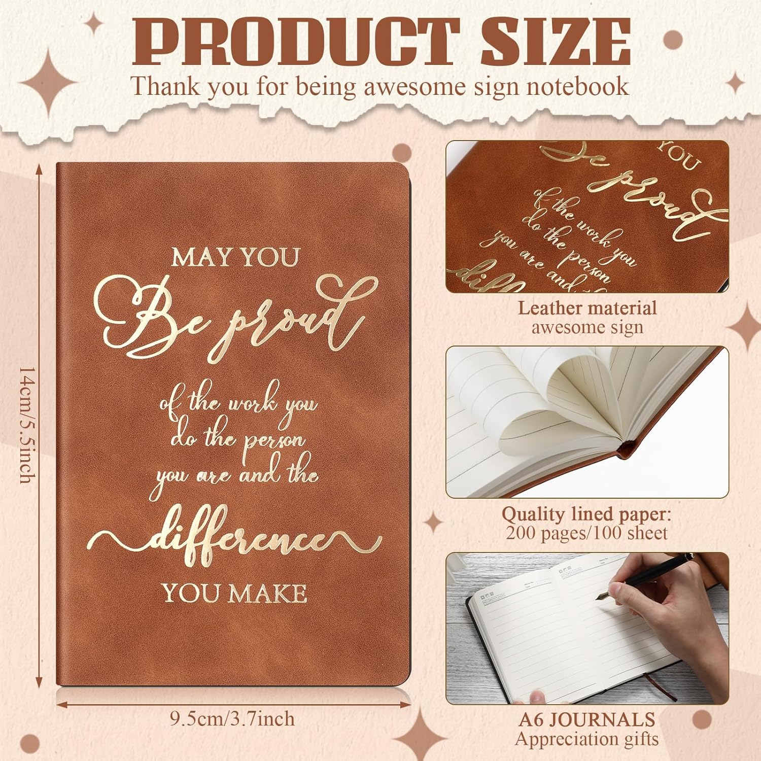 Ctosree 20 cuadernos de cuero A6 con texto en inglés “Thank You”, regalos de agradecimiento para empleados, compañeros de trabajo, cuadernos