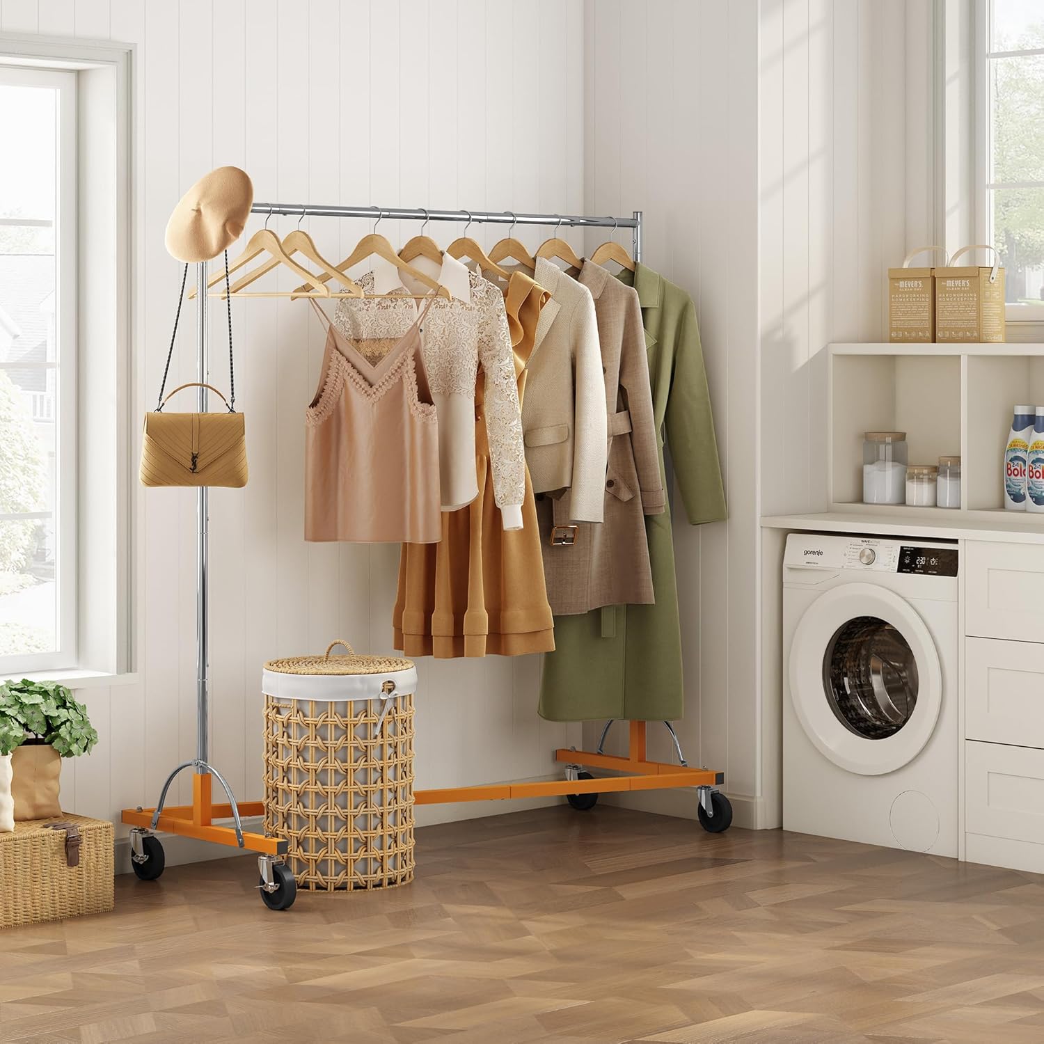 Hoctieon Z Rack, percheros rodantes con base en Z, perchero de ropa resistente, percheros para colgar ropa, perchero portátil para ropa, perchero de