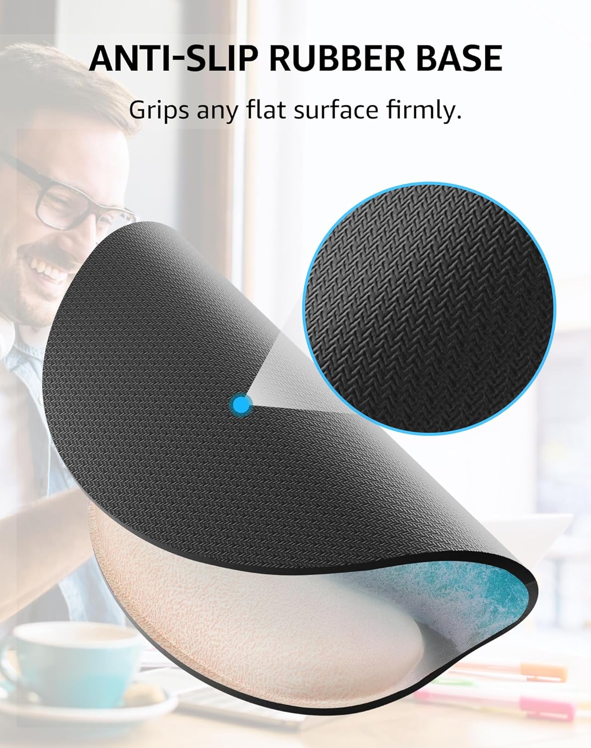 KTRIO Alfombrilla de mouse ergonómica con soporte de muñeca, cómodo reposamuñecas para teclado, almohadilla de espuma viscoelástica para teclado,