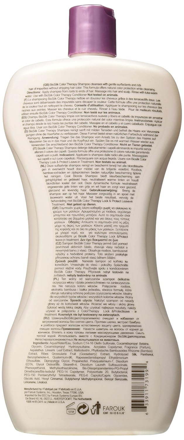 Biosilk Champú de terapia de color, 34 onzas