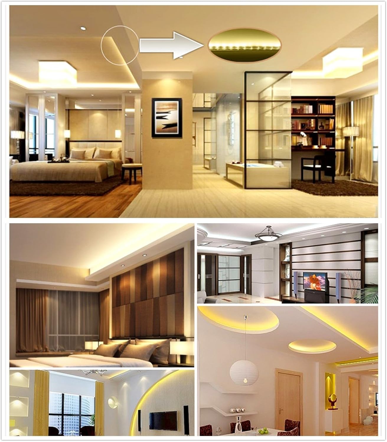 White Color LED Strip Light, AC 110-120V FlexibleWaterproofMulti-Modes FunctionDimmable SMD5050 LED Rope Light with Remote for HomeOfficeBuilding