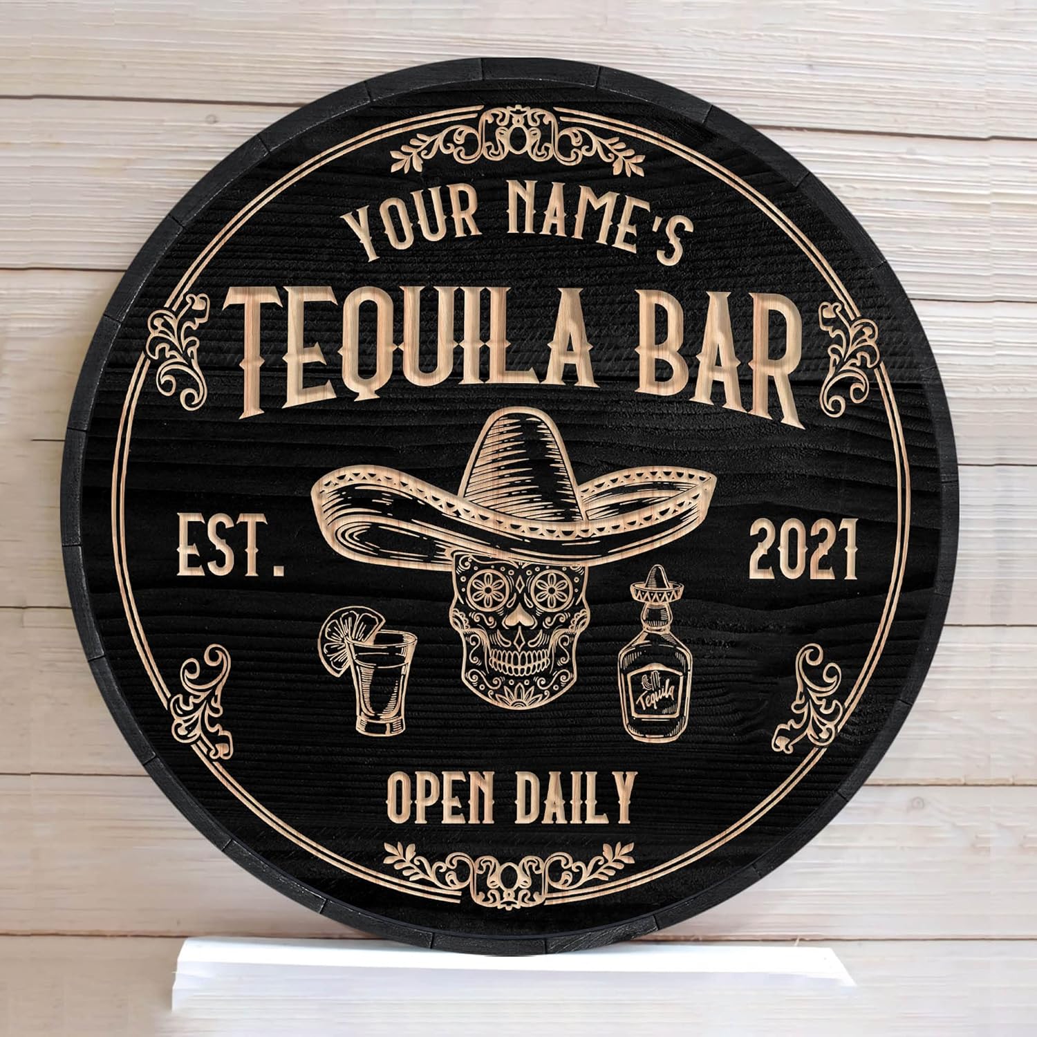 WODORO Placa de pared de madera de bar de tequila mexicano personalizado, letrero de bar de México, letrero rústico para pub para el hogar,