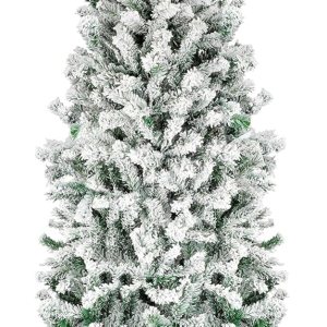 Árbol de Navidad con forma de lápiz de nieve de 7.5 pies, árbol de Navidad artificial de esquina delgada sin iluminación con 641 puntas de rama, Árbol de Navidad con forma de lápiz de nieve de 7.5 pies, árbol de Navidad artificial de esquina delgada sin iluminación con 641 puntas de rama,