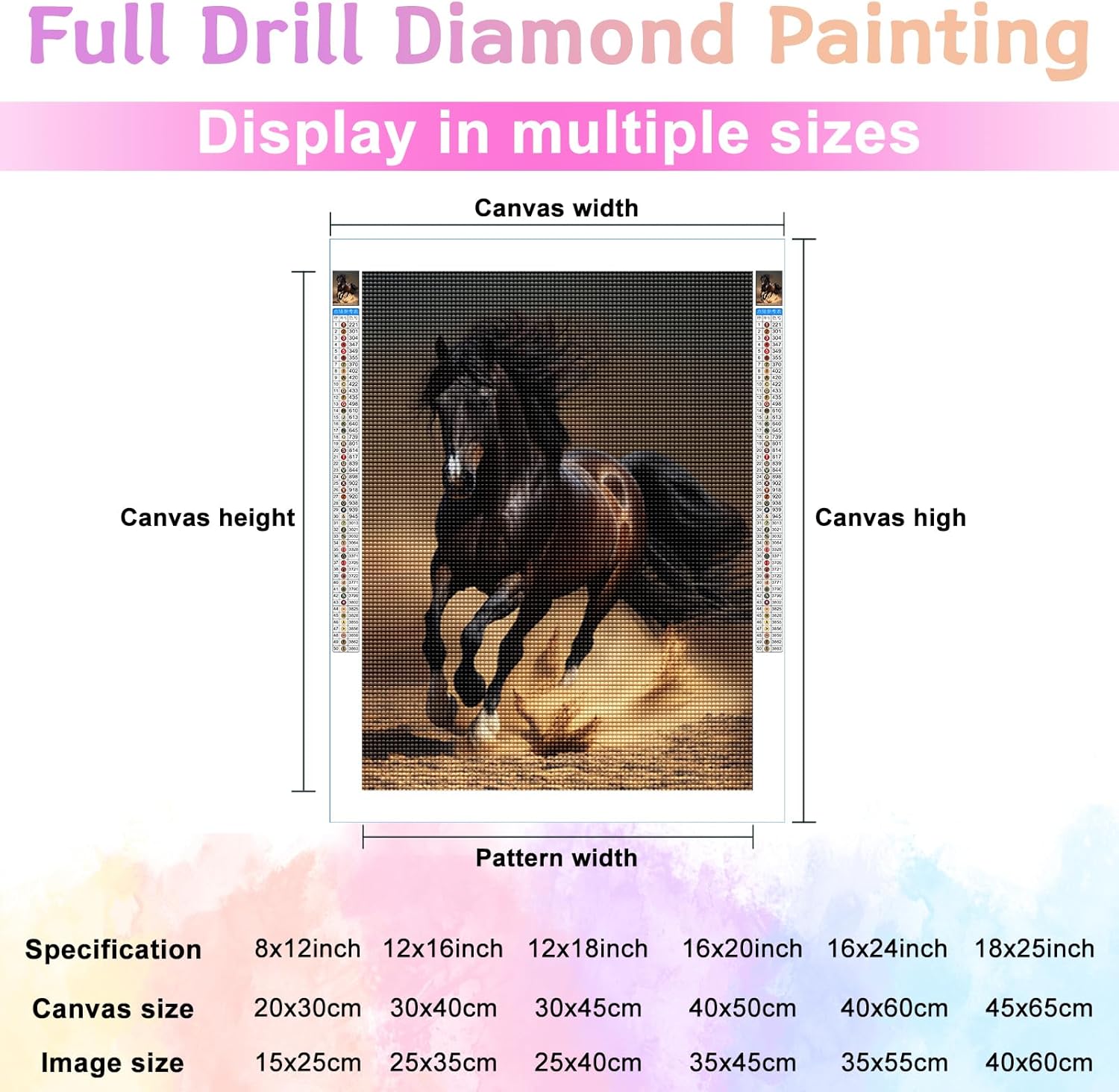 Kits de pintura de diamantes 5D para bricolaje, animales coloridos, taladro completo, kits de pintura de diamantes, arte de animales, caballos