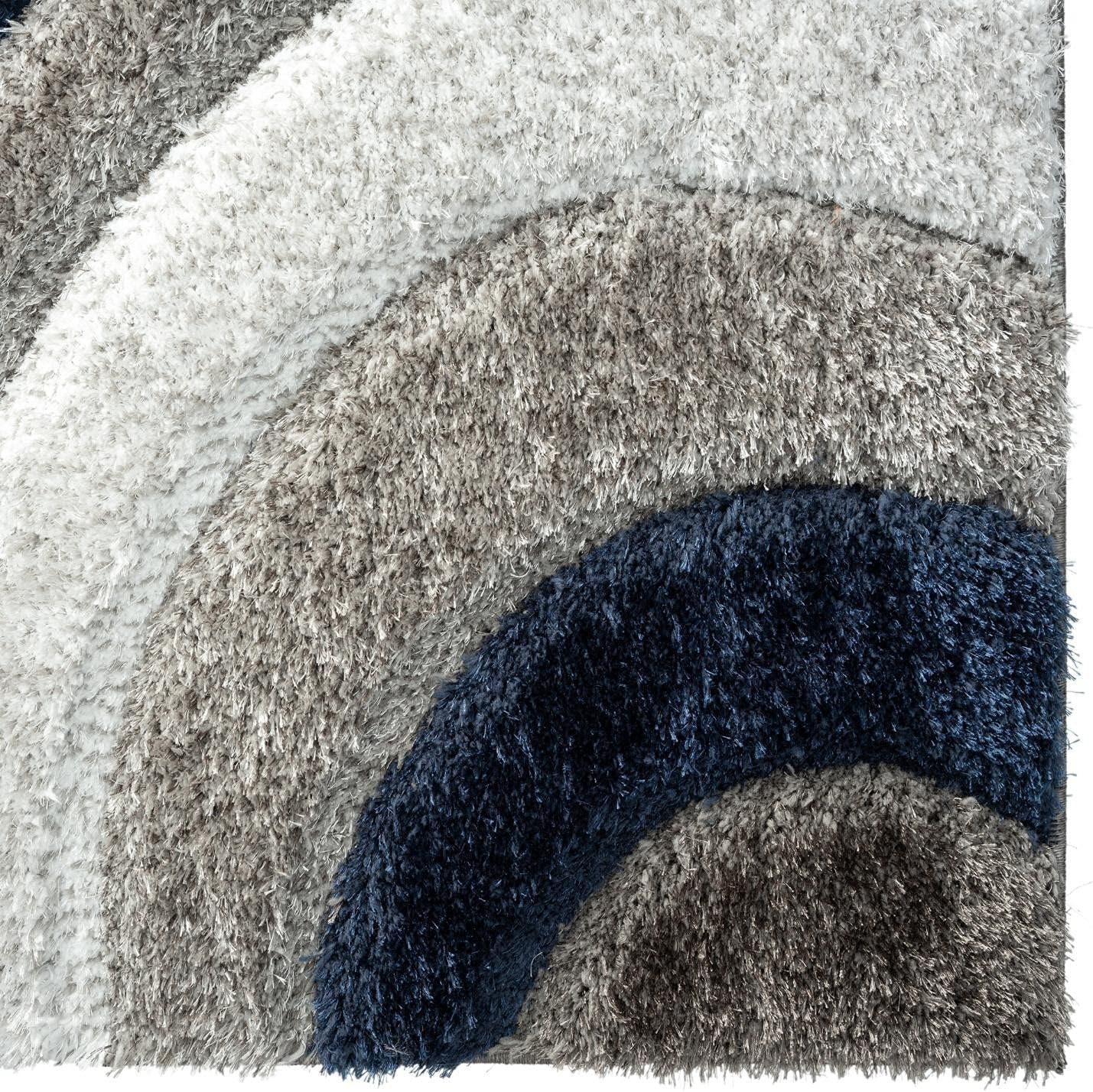 LUXE WEAVERS Lantanas Collection 7070 – Alfombra geométrica moderna de 5 x 7 pulgadas, color azul marino