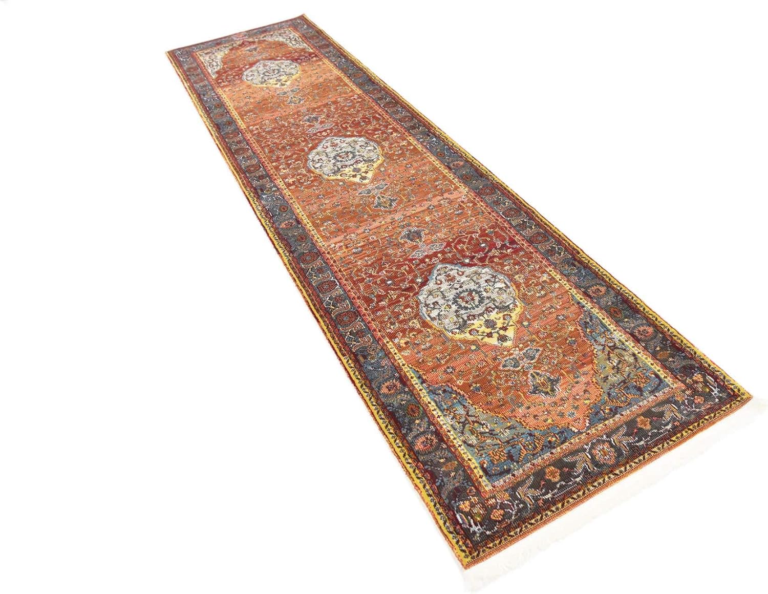 Unique Loom Baracoa Collection – Alfombra Miramar (2 pies 7 pulgadas x 10 pies, rojo óxidoazul)