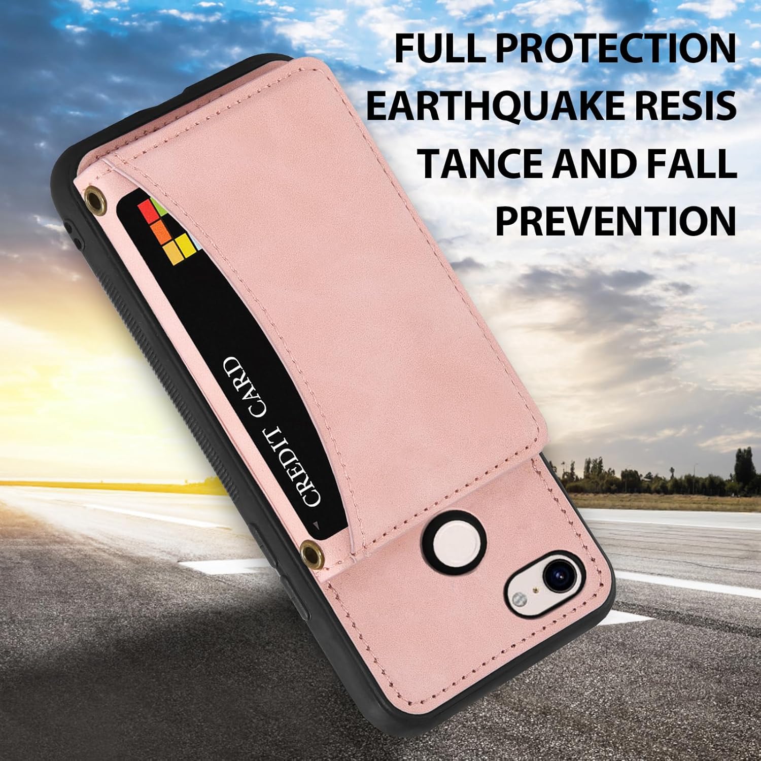 Asuwish Funda de teléfono para Google Pixel 3 XL con protector de pantalla de vidrio templado y soporte de tarjeta de crédito de piel sintética,