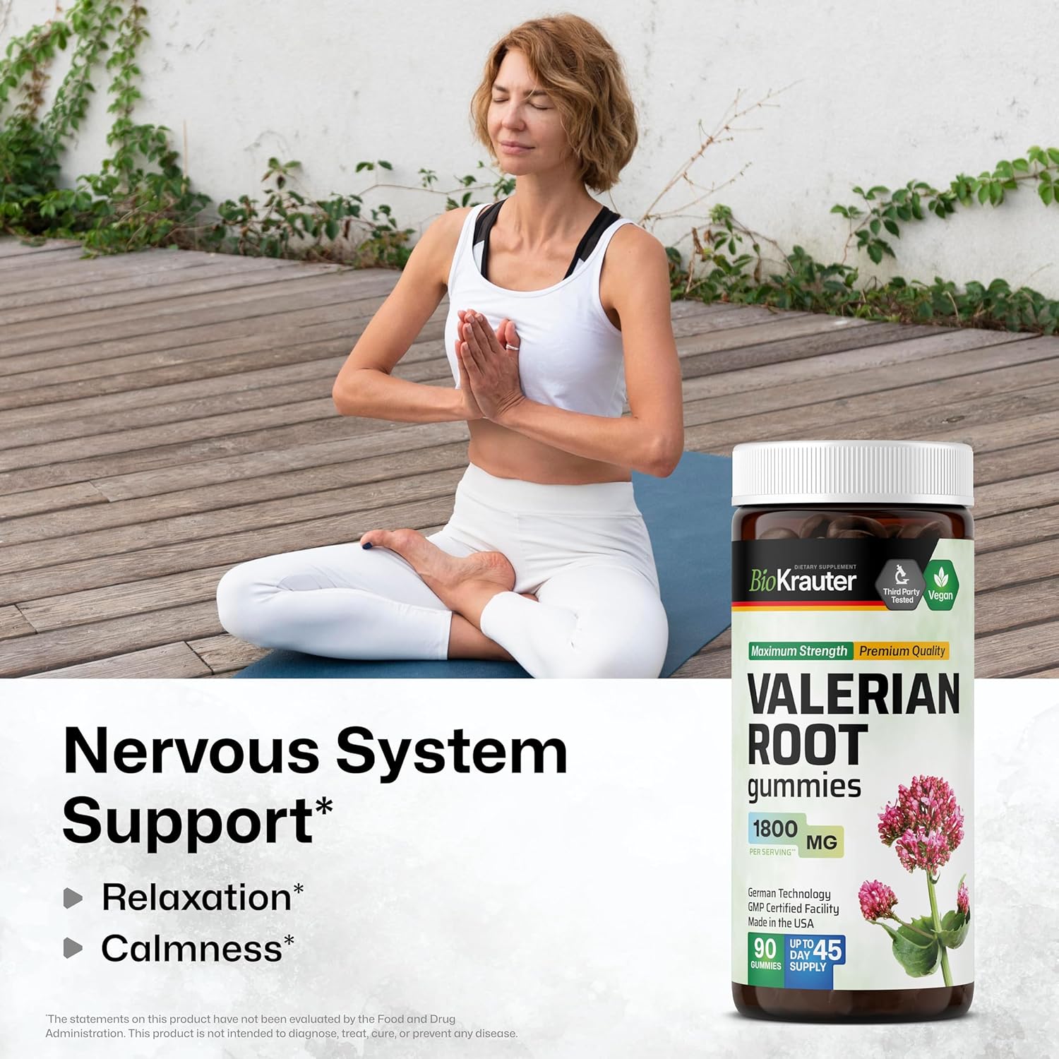 Gomitas de raíz de valeriana – Suplemento natural y orgánico para dormir – Sin melatonina – Apoya la relajación y el manejo del estrés – Extracto de