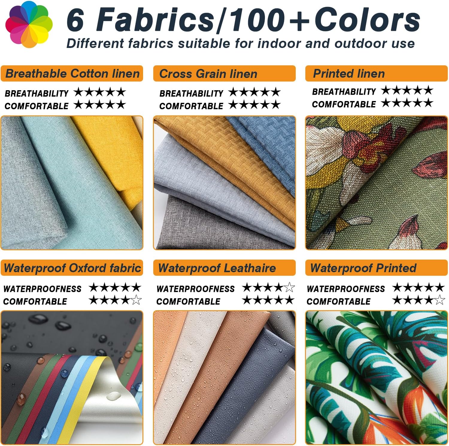 RQPCSC Custom Bench Cushions,Bench Cushion for Indoor Furniture,Outdoor Waterproof Patio Chair Pads,75D High Density Sponge Window Seat Cushions,6