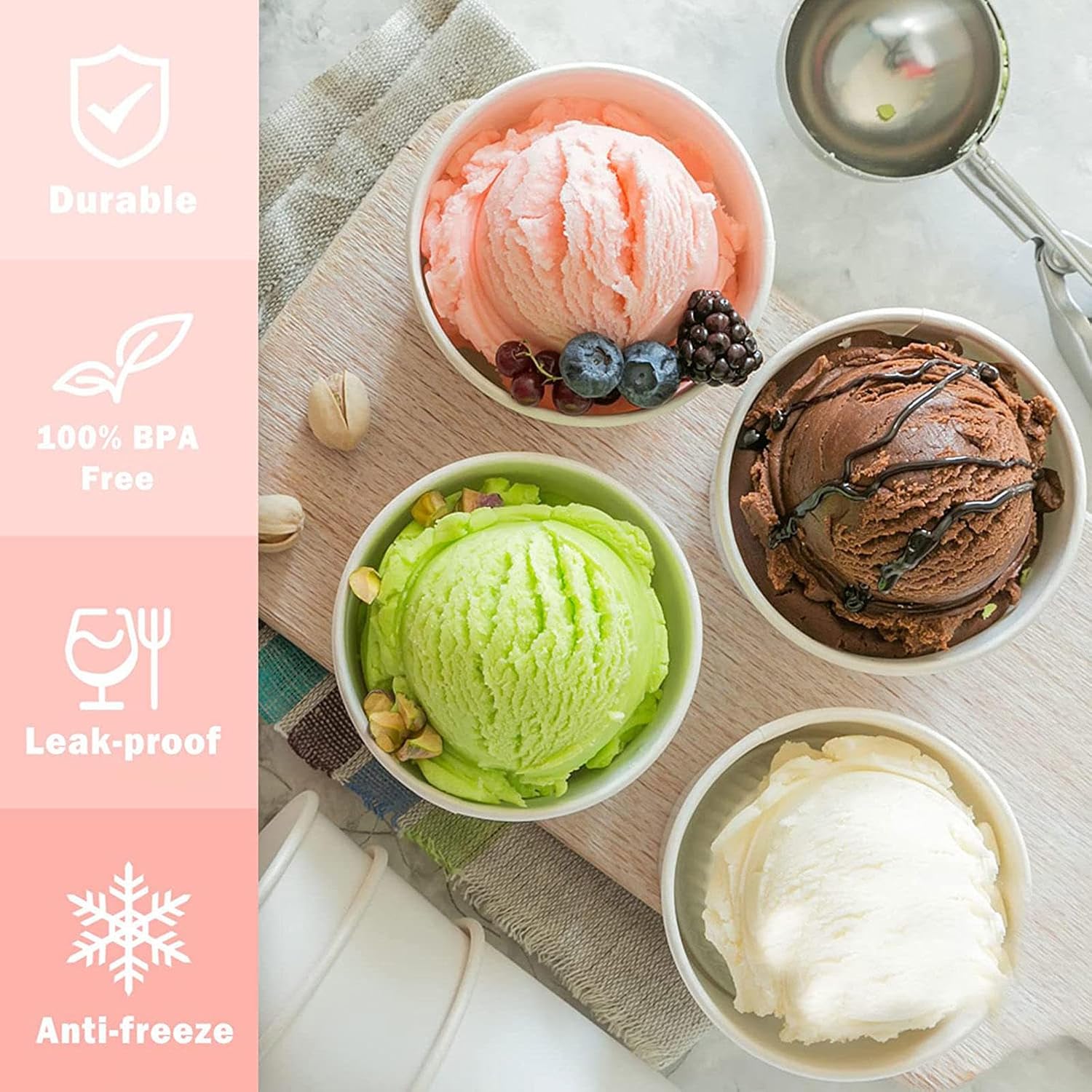 Pintas y tapas para creami, paquete de 4 para pintas Ninja Creami para hacer helados, recipientes de postre congelado de 16 onzas, reutilizables, a