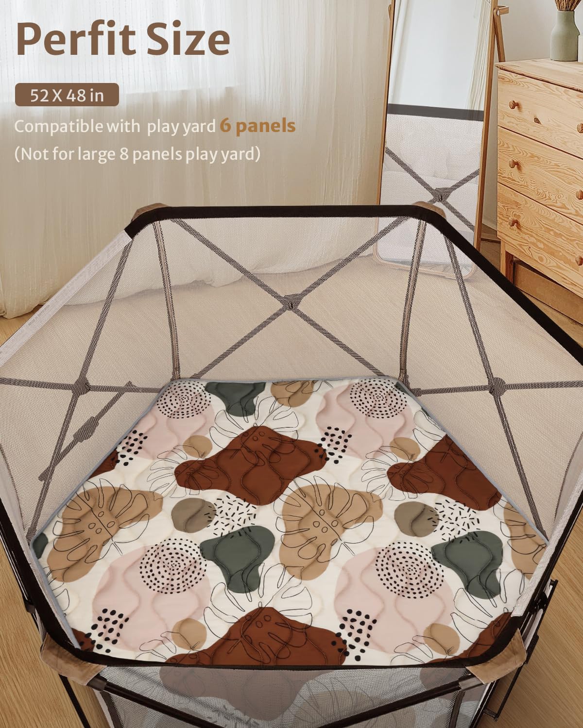 Blissful Diary Tapete hexagonal para corralito de juegos, 52 x 48 pulgadas, suave, se adapta a regalo portátil de 48 pulgadas y corralito Hiccapop