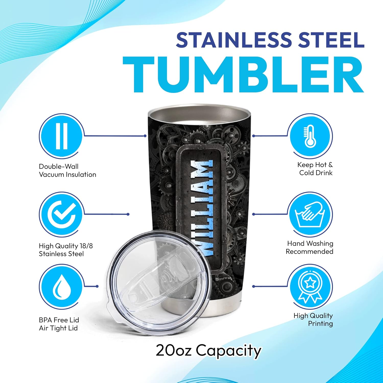 Hyturtle Regalos de mecánico personalizados para hombres, vaso mecánico de 20 onzas, 30 onzas, con la frase “I’m Here Because You Broke Something”,