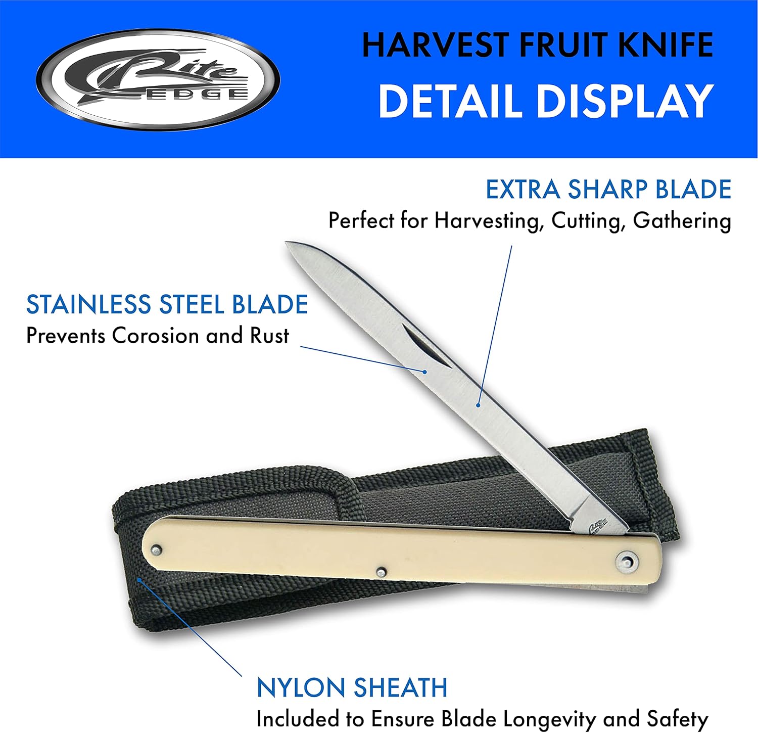 SZCO Supplies 210970 Alabaster Harvest Fruit Cuchillo plegable, acero inoxidable