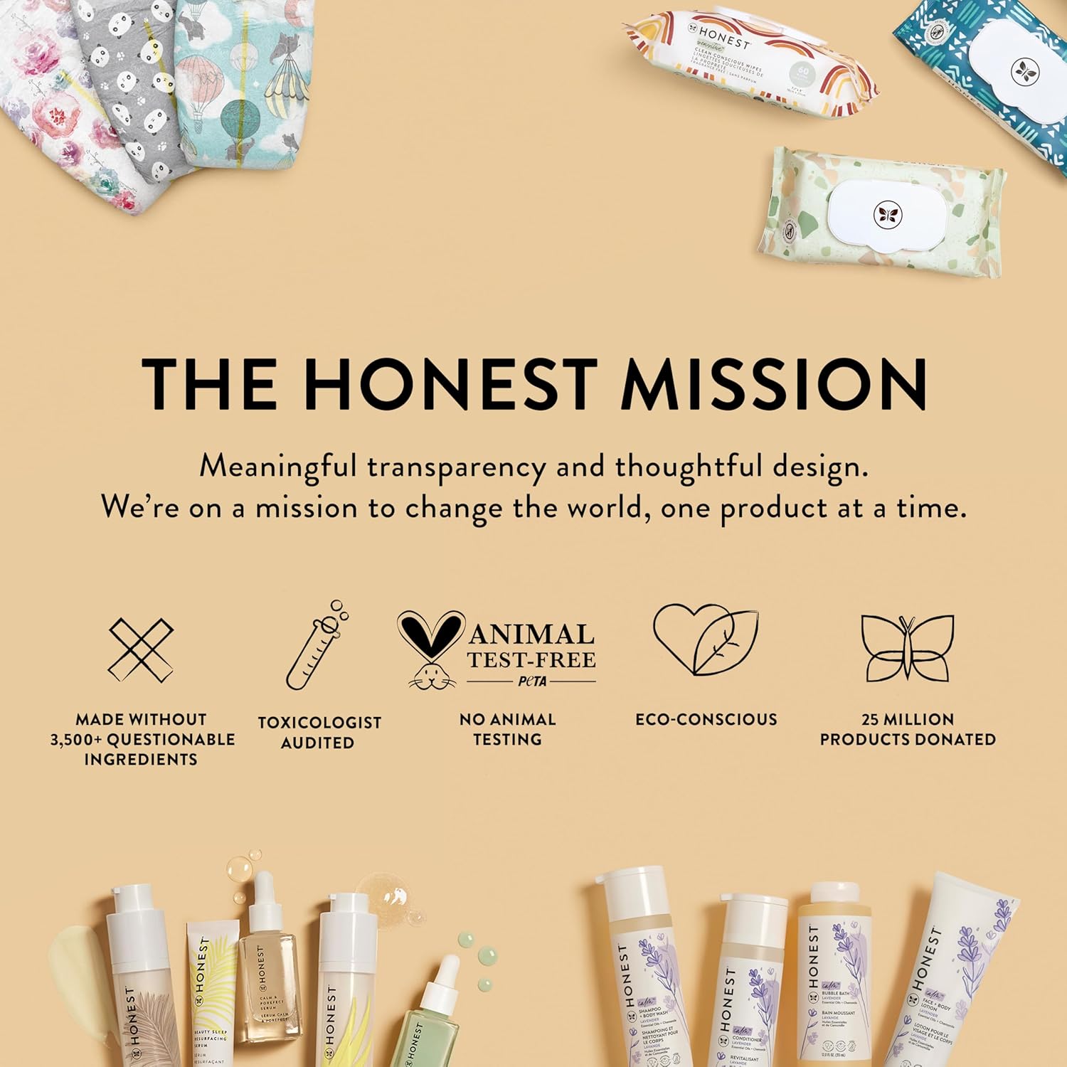 The Honest Company – Toallitas limpiadoras para bebé con 99% de agua, respetuosas con el medioambiente, compostables, a base de plantas,