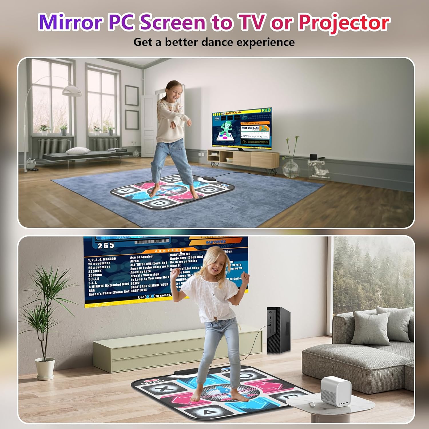 Alfombrilla de baile USB para PCcomputadora, almohadilla de baile mejorada para ejercicio y fitness con software de juego de baile, compatible con
