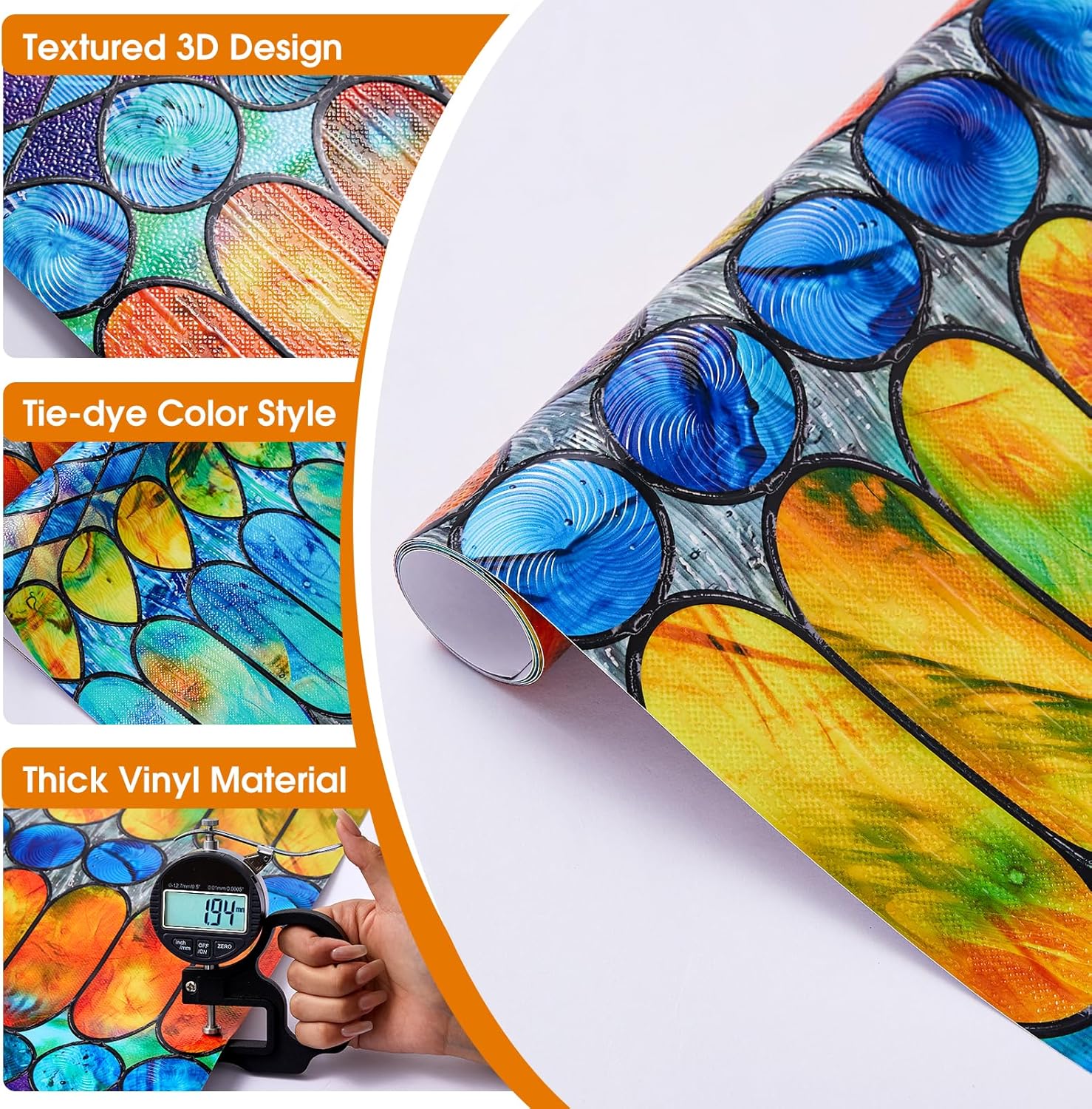 Película 3D de vidrieras para ventana Película de privacidad para ventana de arco iris, decoraciones coloridas para ventanas para el hogar, película