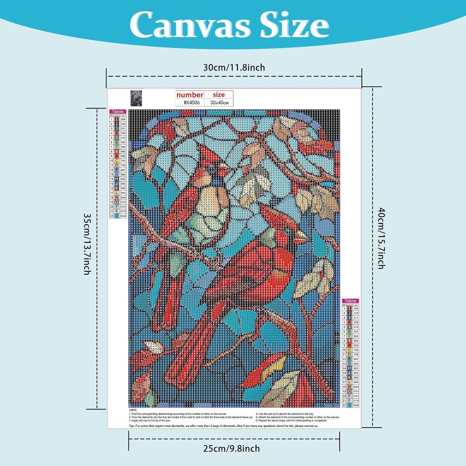 Lxmsja Kits de pintura de diamantes cardenales de vitrales para adultos, kits de arte de diamantes redondos de taladro completo, pinturas de arte de