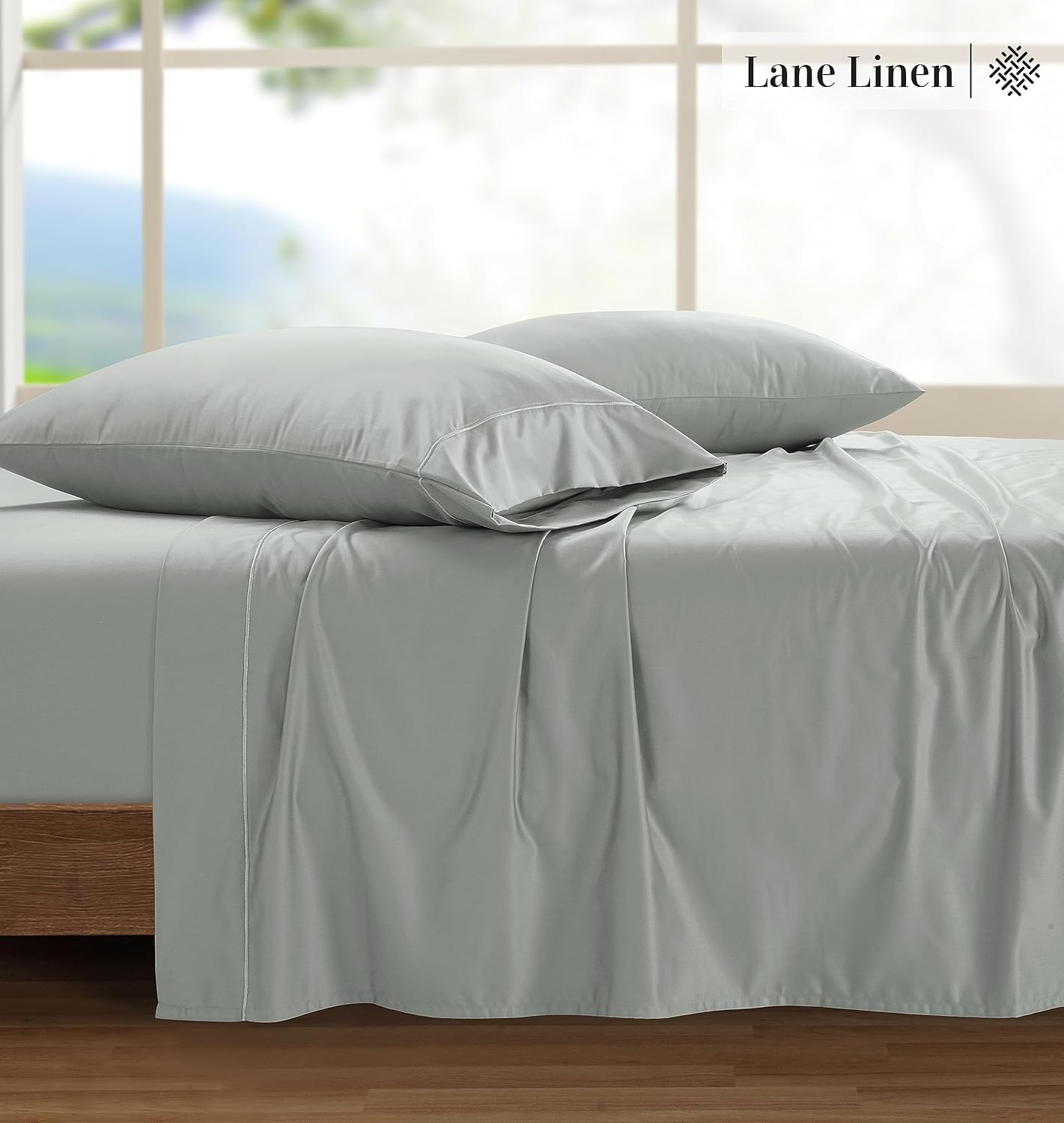 LANE LINEN Juego de sábanas de 100% algodón egipcio, 1500 hilos, 4 piezas, sábanas de algodón tamaño Queen, sábanas de lujo con tejido satinado,