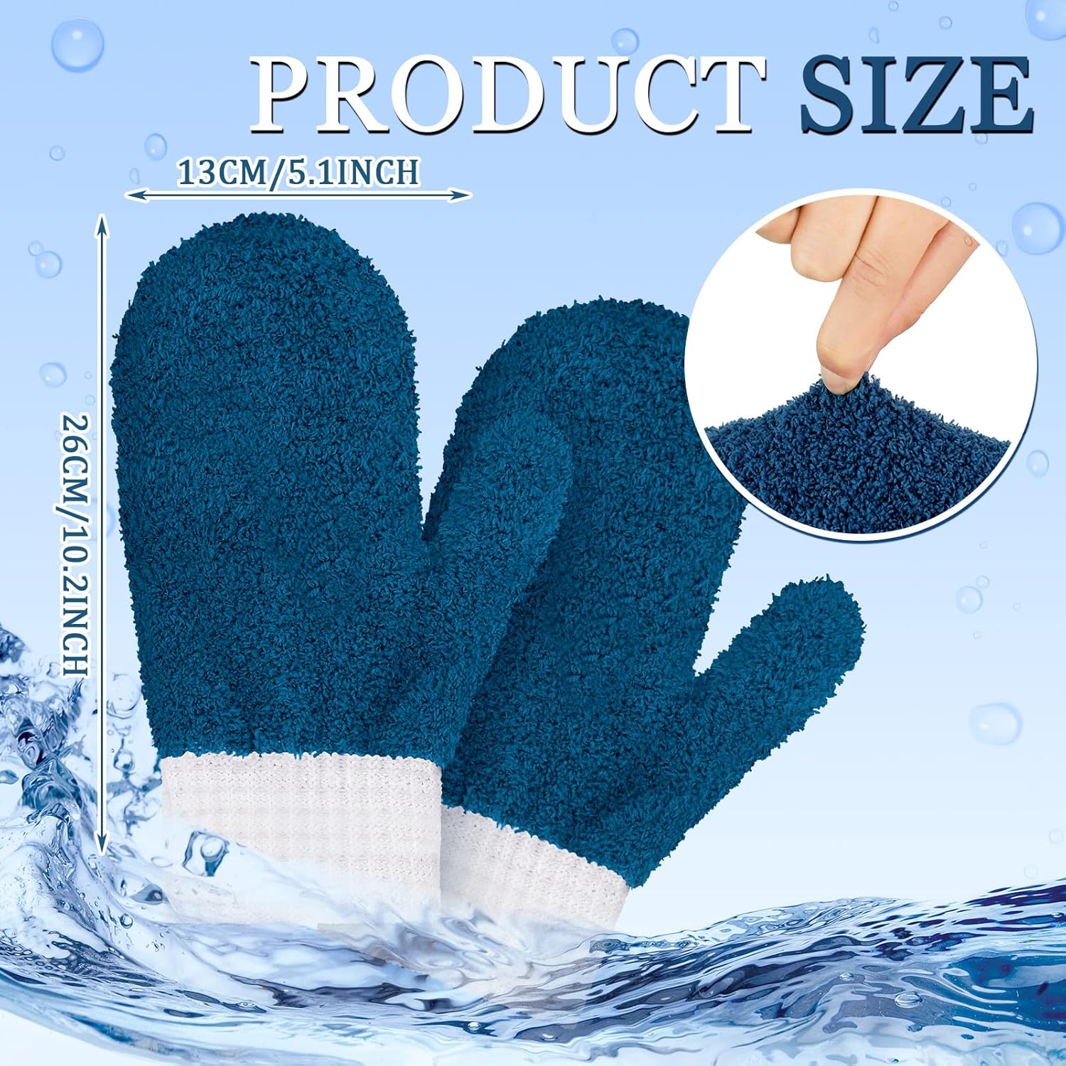 BBTO 3 pares de guantes de microfibra con pulgar, guantes de limpieza para el hogar, sin arañazos, reutilizables, lavables, para plantas, casa,