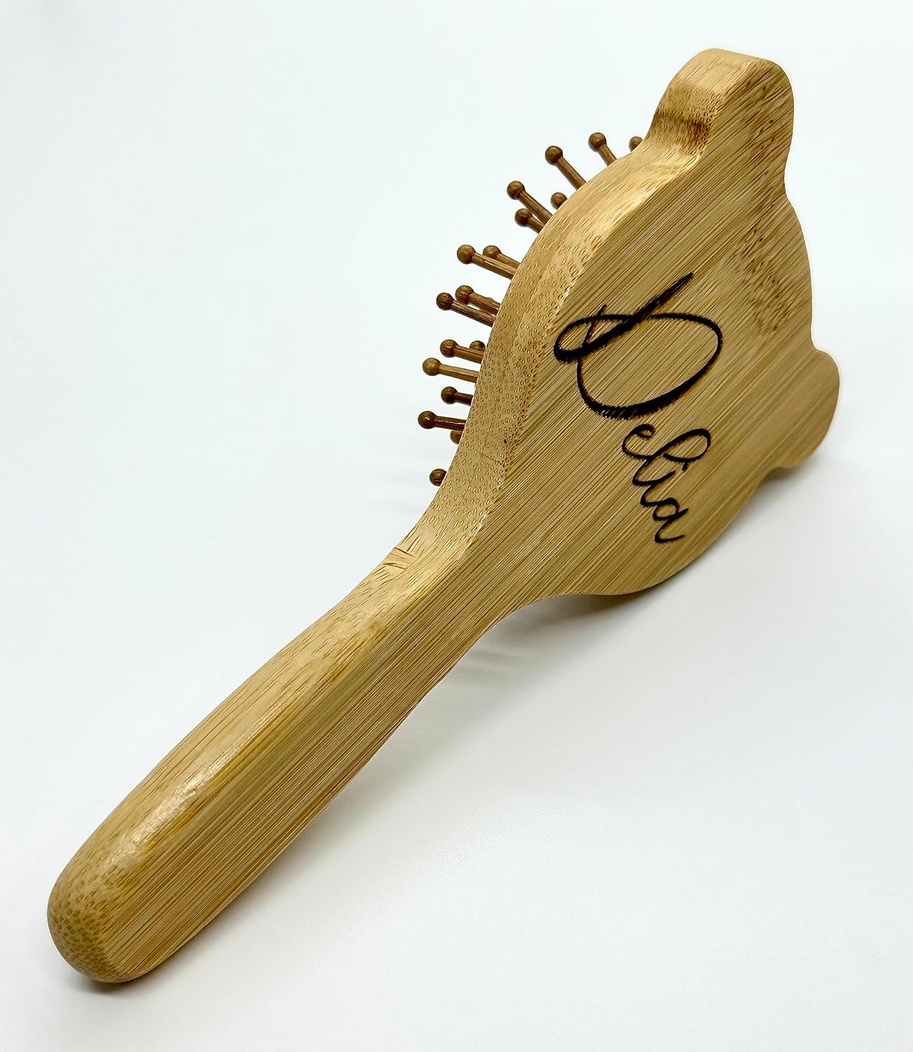 Personalized Brush Bear hair brush bamboo wood engraved small hand travel brush gift for girl