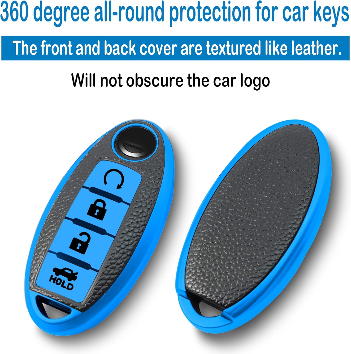 Funda texturizada para llavero con llavero, funda de TPU suave, 4 botones compatible con llave remota Altima Maxima, Murano, Rogue, Sentra Versa