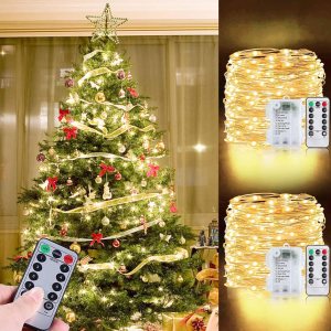 2 Pack & Timer  Total 240 LED Fairy String Lights,Battery Powered Copper Fairy Lights with Waterproof,Remote Control,8 Flashing Modes,Wedding 2 Pack & Timer  Total 240 LED Fairy String Lights,Battery Powered Copper Fairy Lights with Waterproof,Remote Control,8 Flashing Modes,Wedding