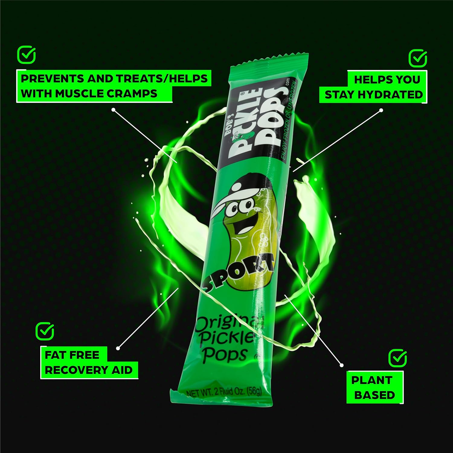 Bob’s Pickle Pops – Paletas de hielo originales con sabor a jugo de eneldo – Paletas de congelación preentrenamiento – Alivio de calambres