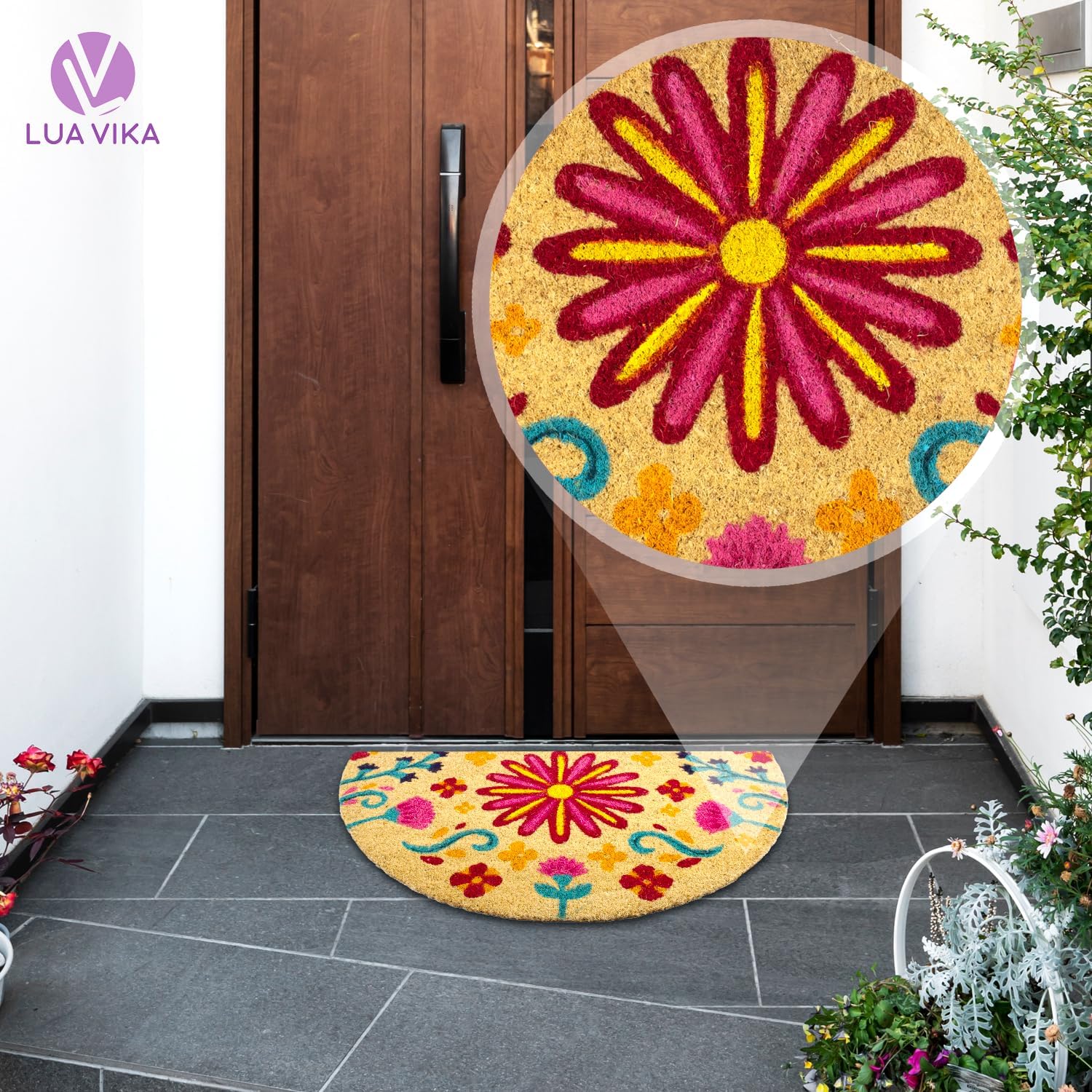 Tapete de fibra de coco para puerta delantera, para exteriores, divertidos tapetes de bienvenida para exteriores, tapete de puerta delantera para