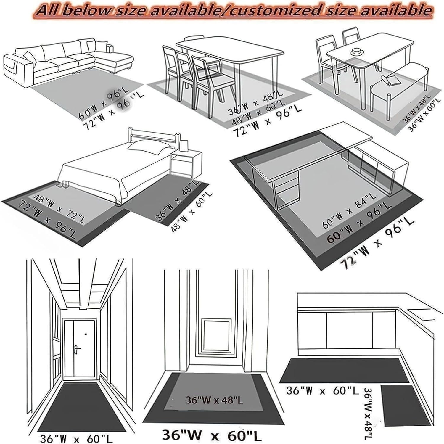 Alfombras de pasillo con estampado de rosas rojas de 2.6 x 7 pies, alfombras antideslizantes para pasillo y sala de estar, alfombra de corredor de