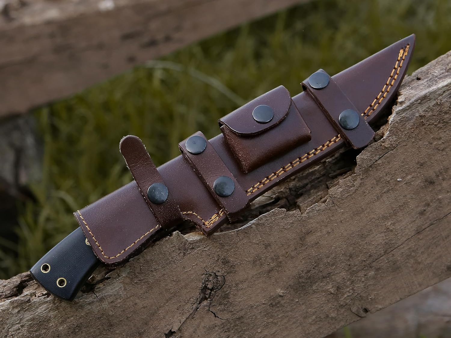 HMC – Cuchillo de acero de damasco, cuchillos de caza de hoja fija, cuchillo de caza de ciervos de espiga completa, cuchillo de manualidades de
