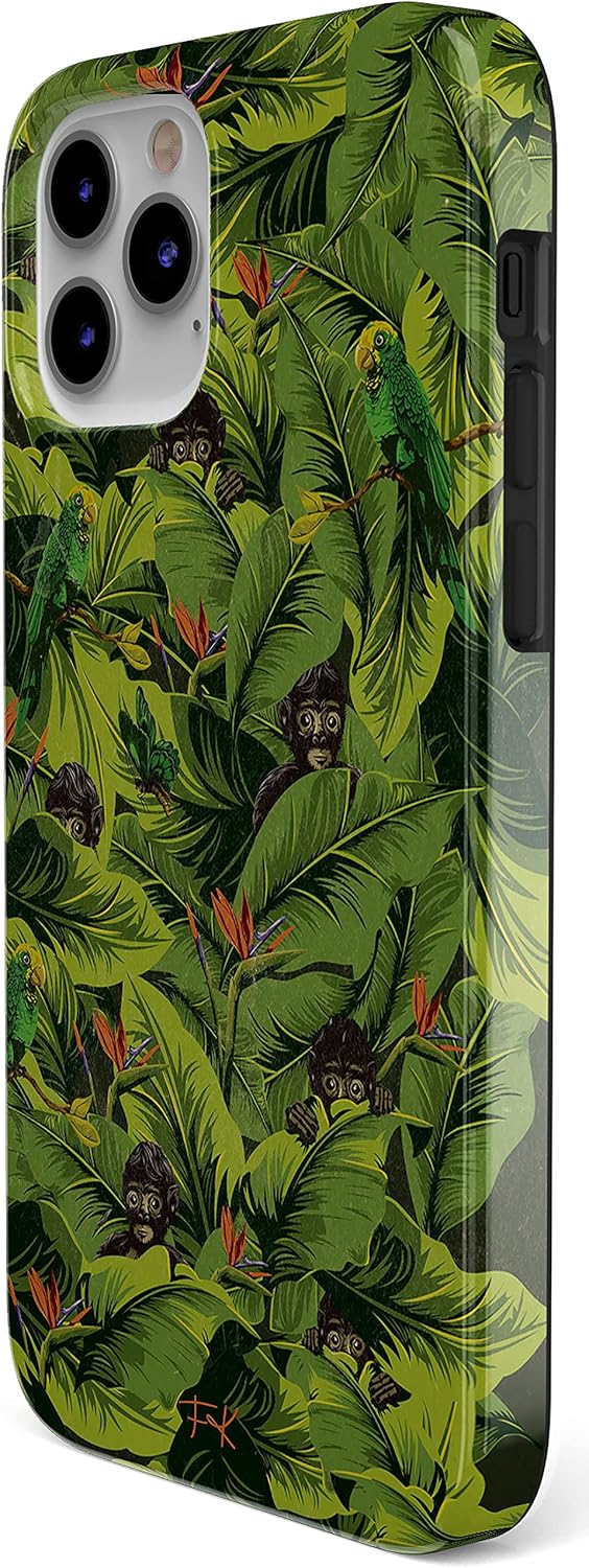 Casely Funda floral para iPhone 1212 Pro  Sneaky Monkeys  Funda Frida Kahlo Jungle