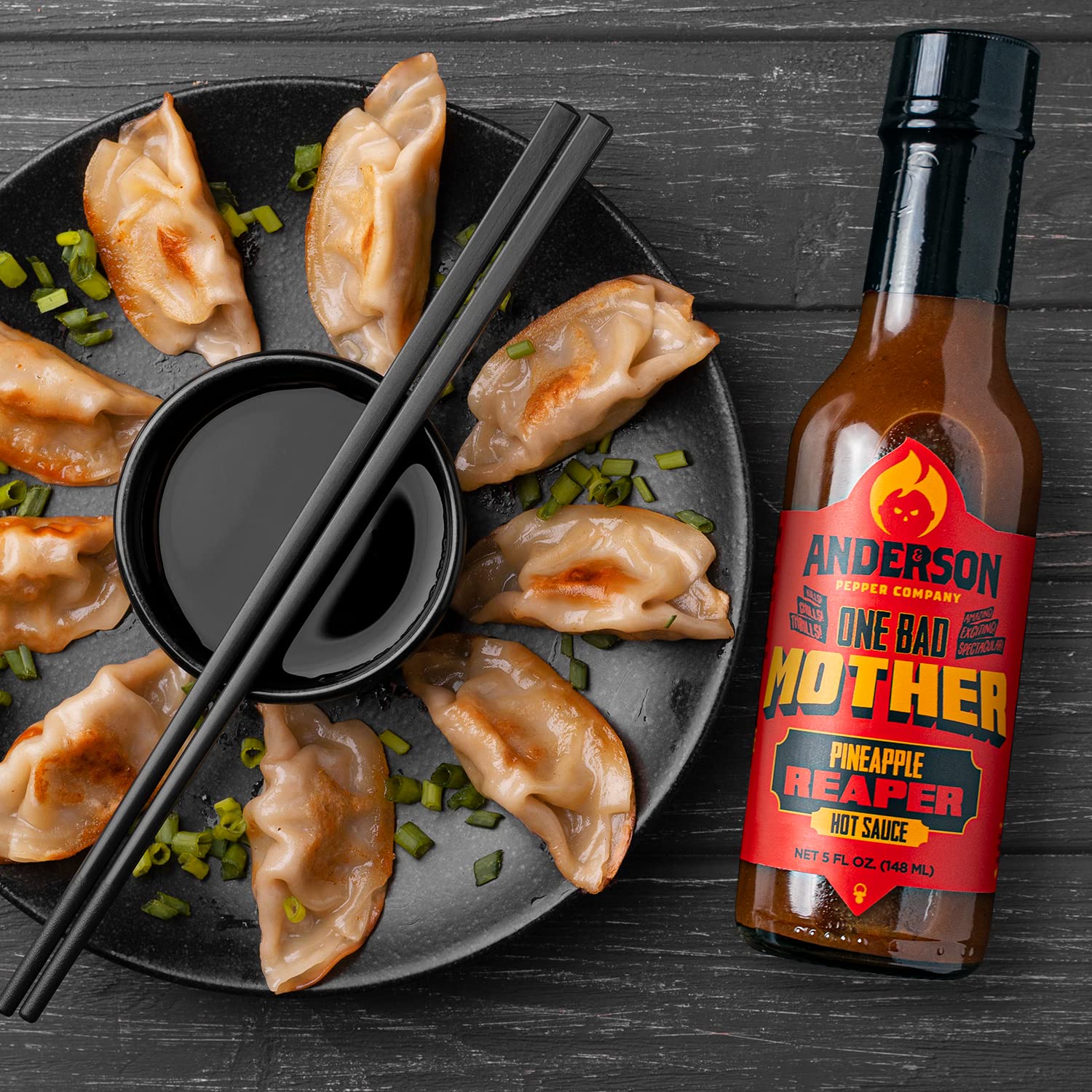 Anderson Pepper Company – Salsa picante One Bad Mother – Salsa picante Piña, Carolina Reaper, pasas, vegano, keto, sin gluten, totalmente natural,
